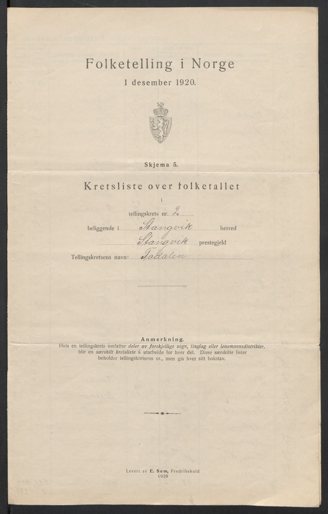 SAT, 1920 census for Stangvik, 1920, p. 11