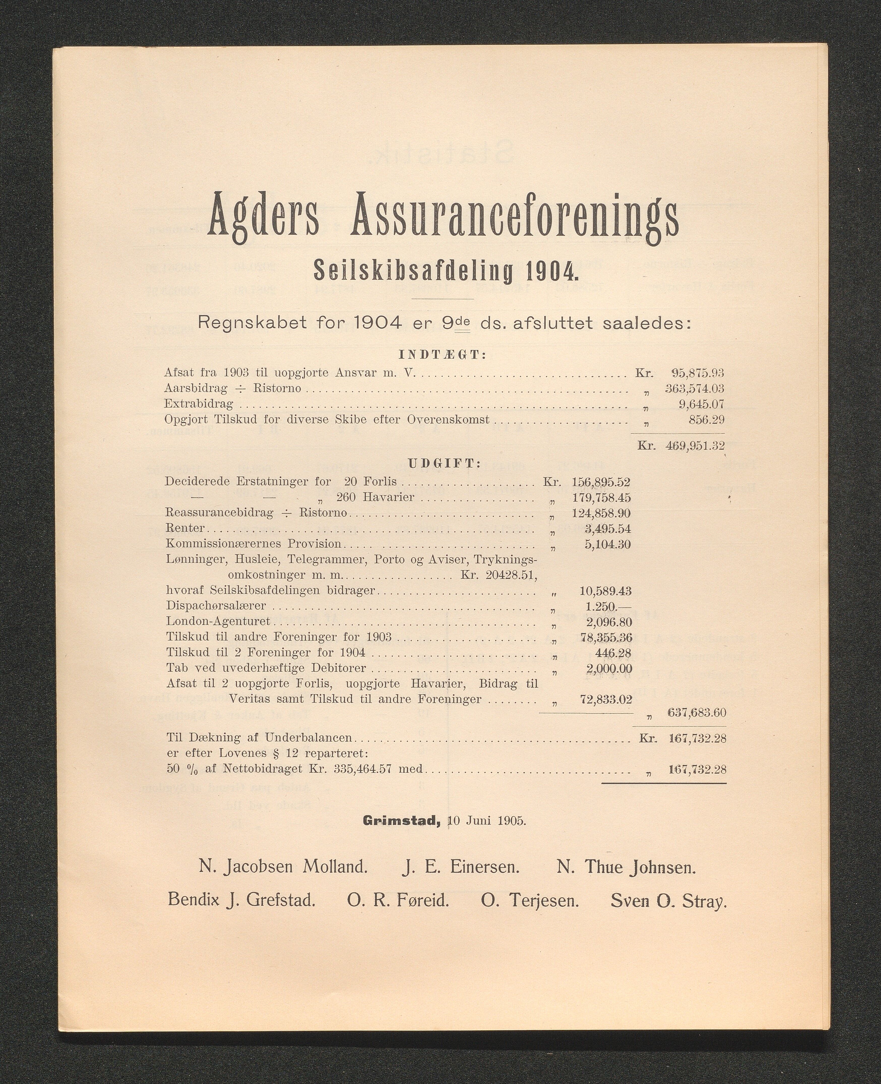 Agders Gjensidige Assuranceforening, AAKS/PA-1718/05/L0003: Regnskap, seilavdeling, pakkesak, 1890-1912