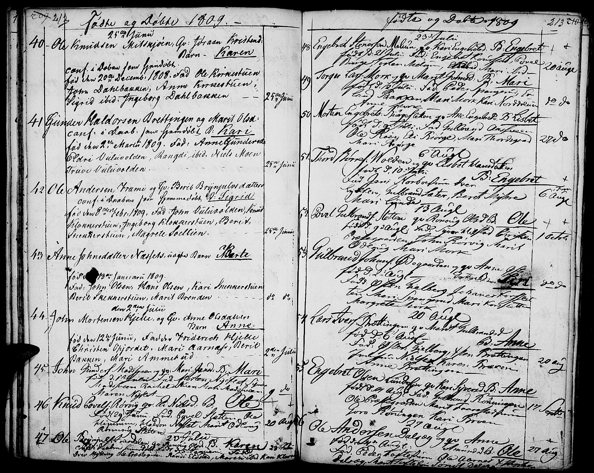 Ringebu prestekontor, AV/SAH-PREST-082/H/Ha/Haa/L0003: Parish register (official) no. 3, 1781-1820, p. 212-213