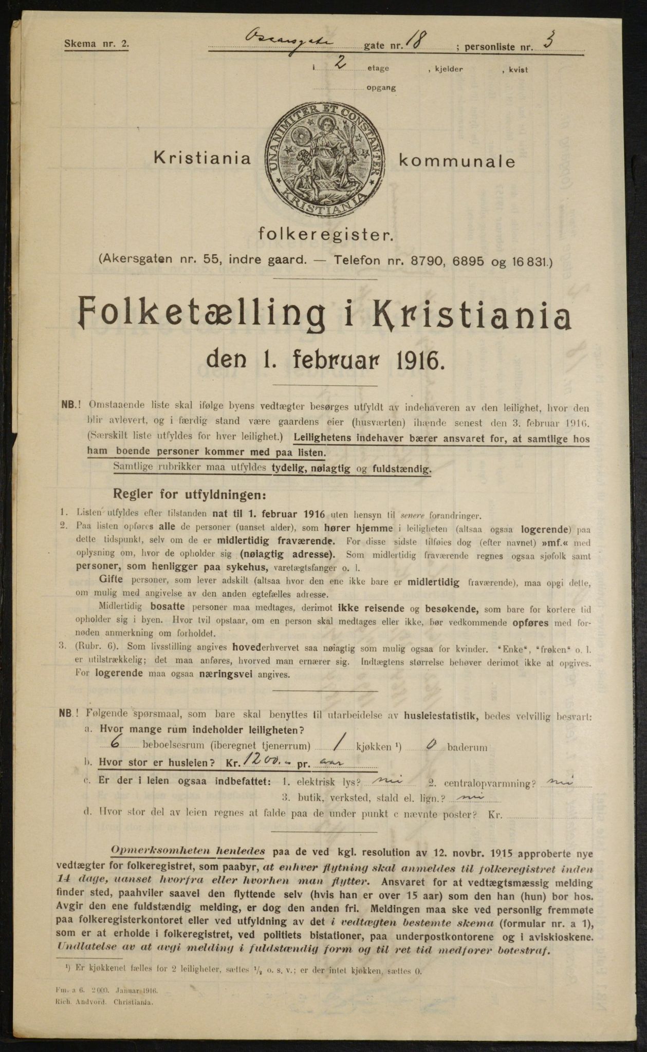 OBA, Municipal Census 1916 for Kristiania, 1916, p. 78117