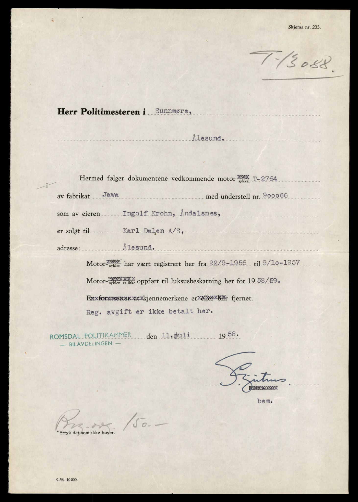 Møre og Romsdal vegkontor - Ålesund trafikkstasjon, AV/SAT-A-4099/F/Fe/L0037: Registreringskort for kjøretøy T 13031 - T 13179, 1927-1998, p. 1163