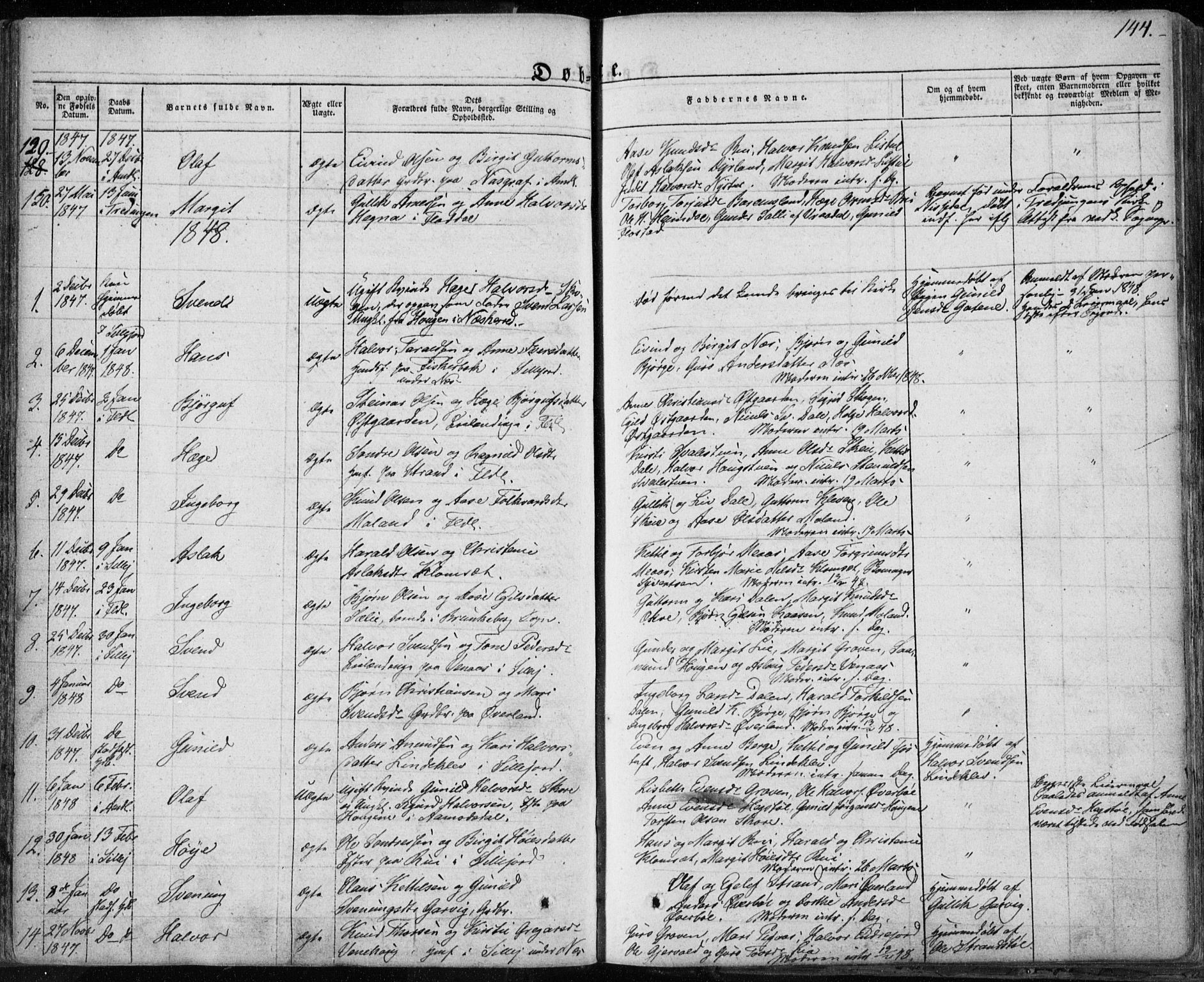 Seljord kirkebøker, SAKO/A-20/F/Fa/L0011: Parish register (official) no. I 11, 1831-1849, p. 144