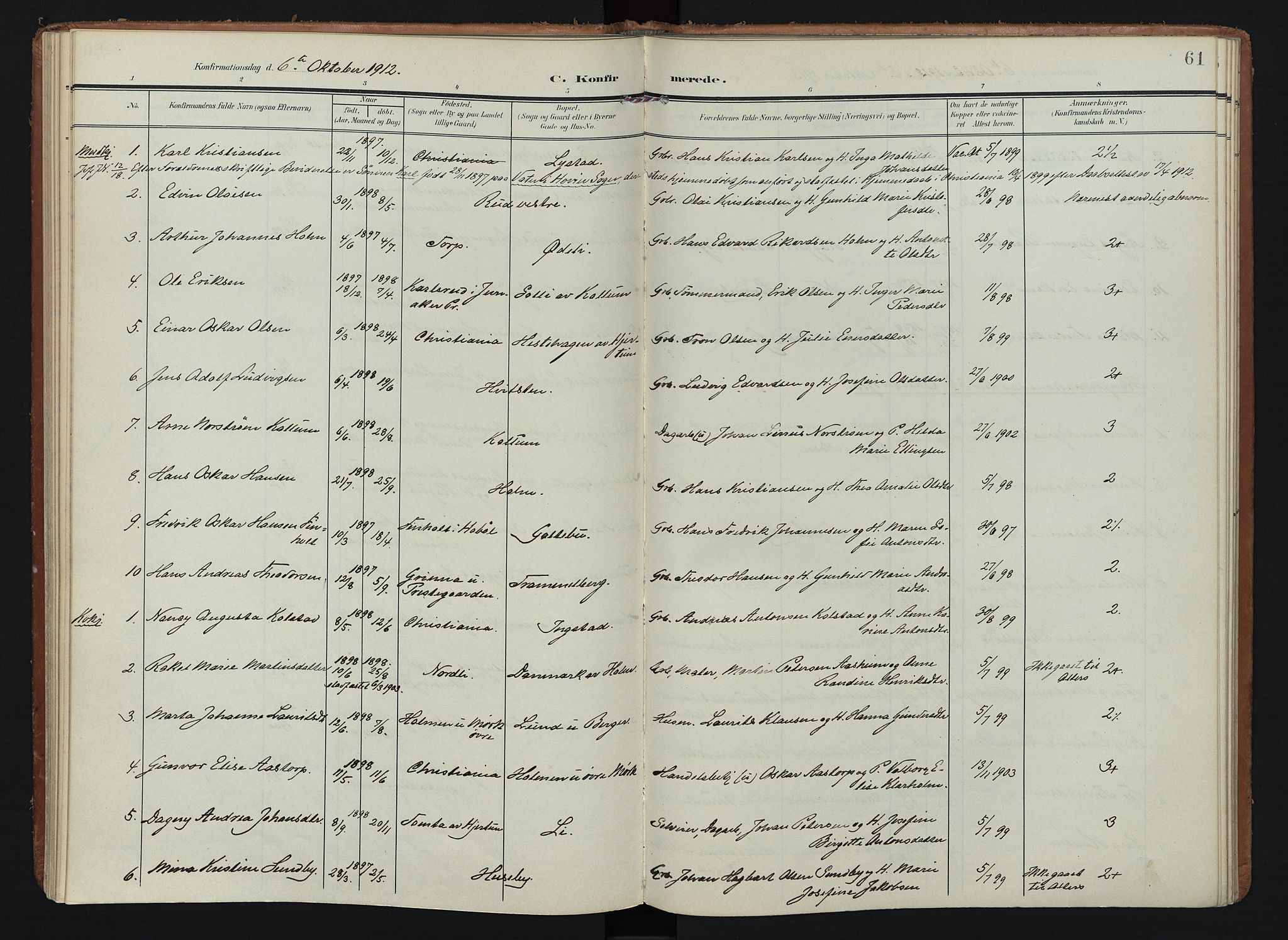 Spydeberg prestekontor Kirkebøker, AV/SAO-A-10924/F/Fb/L0002: Parish register (official) no. II 2, 1908-1926, p. 61