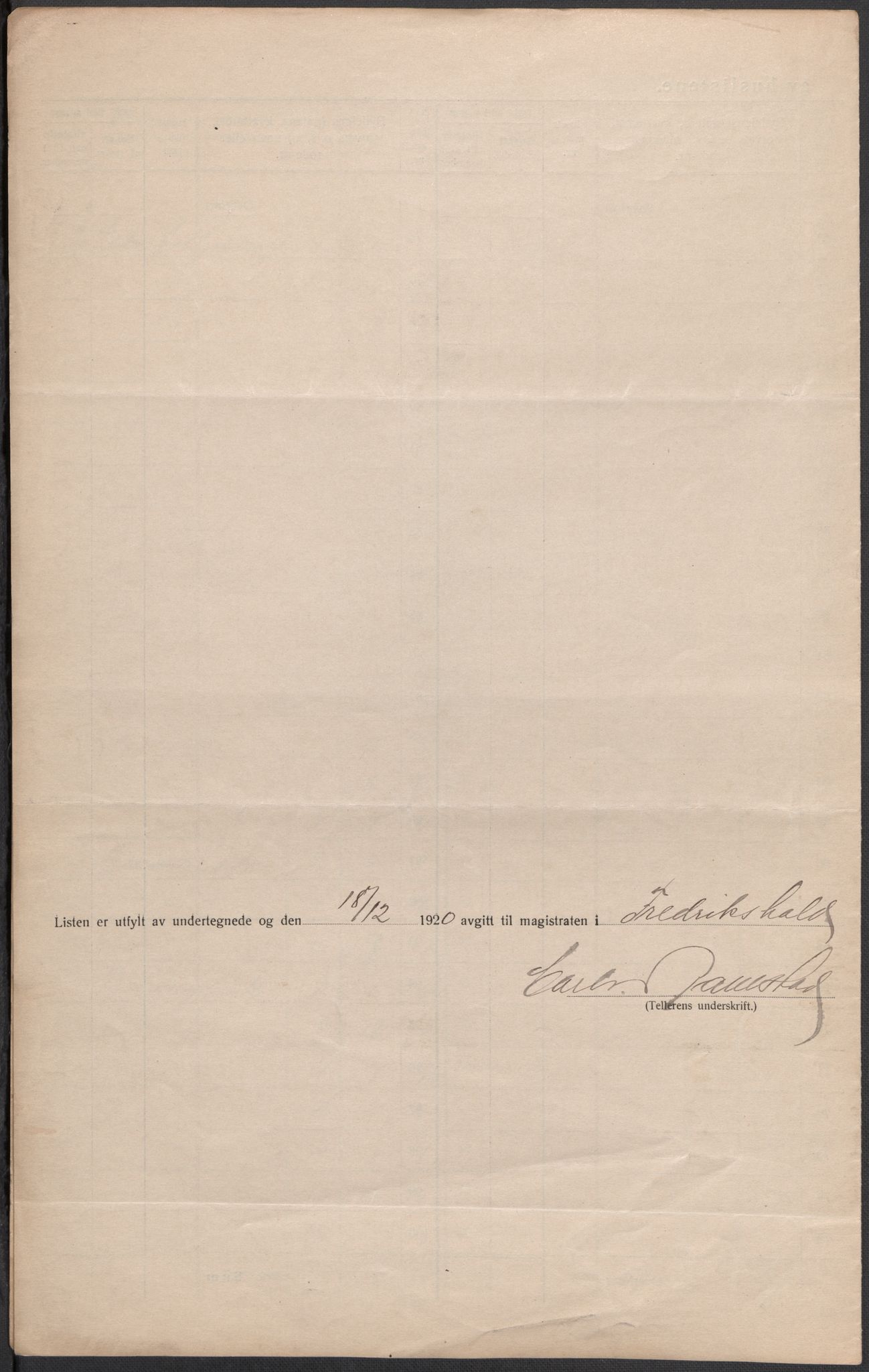 SAO, 1920 census for Fredrikshald, 1920, p. 14