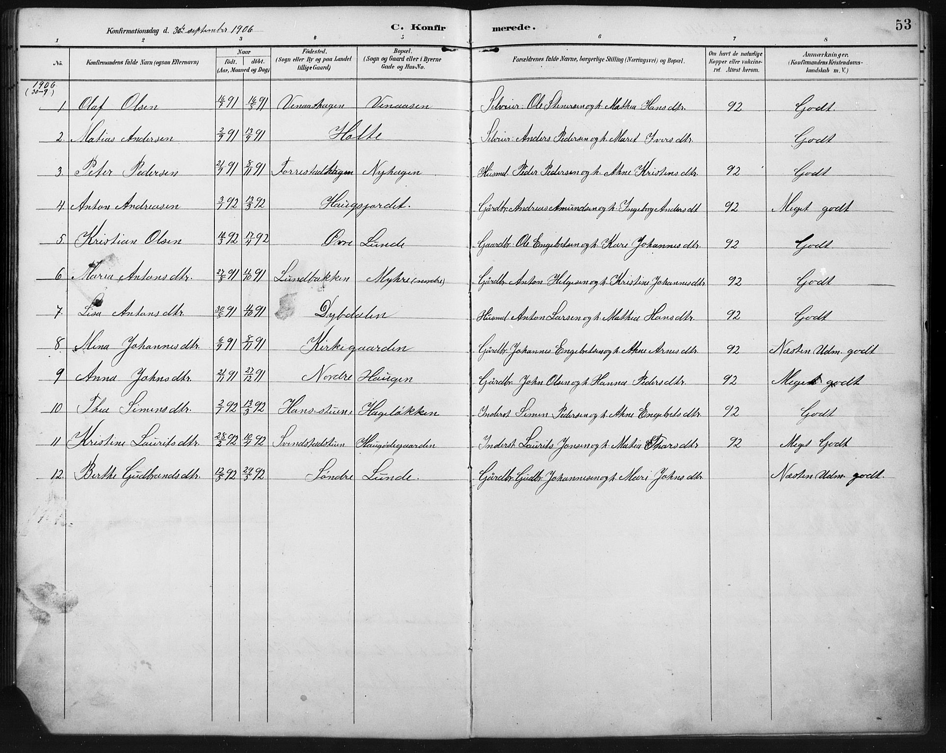 Ringebu prestekontor, AV/SAH-PREST-082/H/Ha/Hab/L0008: Parish register (copy) no. 8, 1890-1922, p. 53