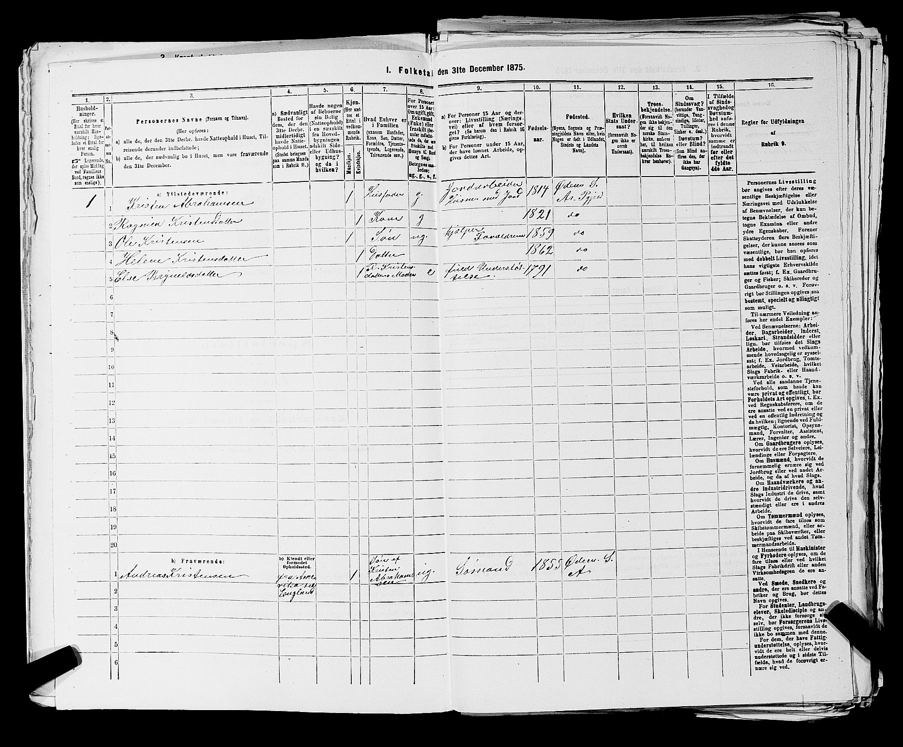 RA, 1875 census for 0118P Aremark, 1875, p. 1168