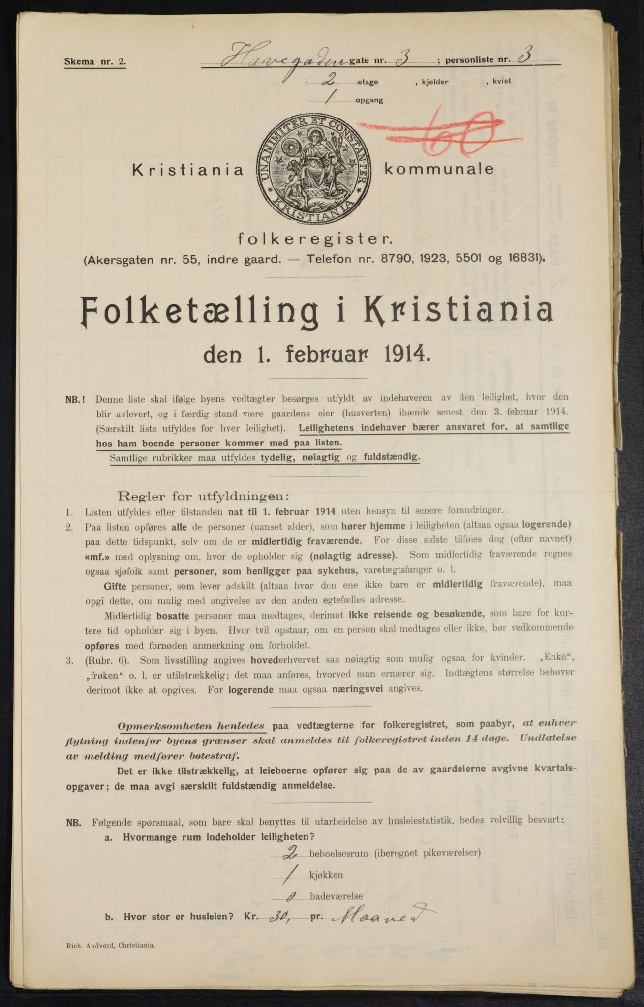 OBA, Municipal Census 1914 for Kristiania, 1914, p. 33399