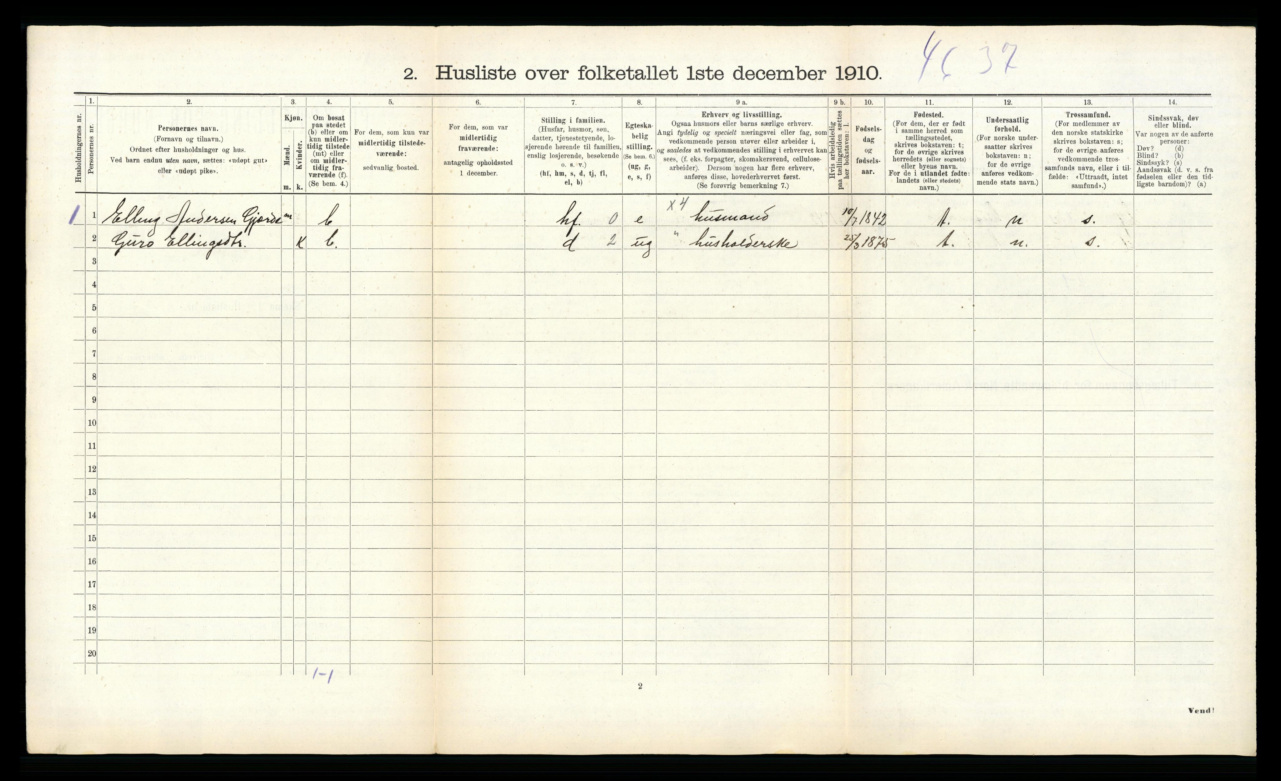 RA, 1910 census for Voll, 1910, p. 85