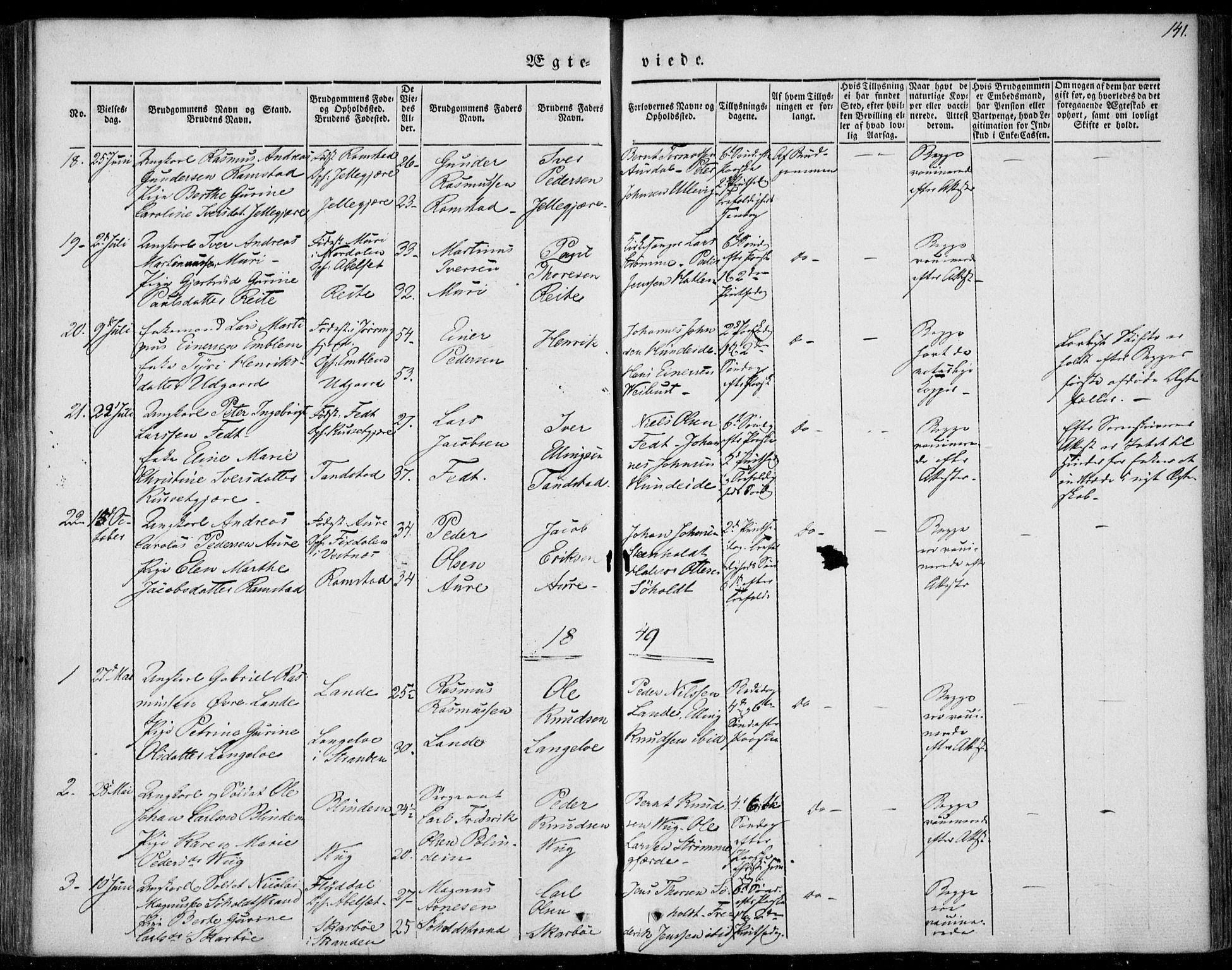 Ministerialprotokoller, klokkerbøker og fødselsregistre - Møre og Romsdal, SAT/A-1454/522/L0312: Parish register (official) no. 522A07, 1843-1851, p. 141