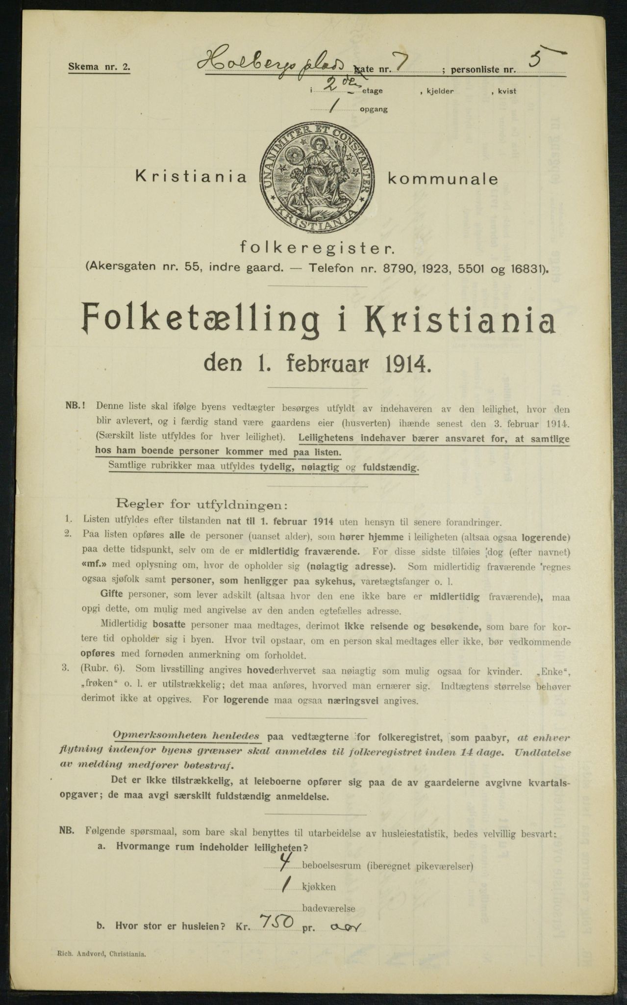 OBA, Municipal Census 1914 for Kristiania, 1914, p. 40673