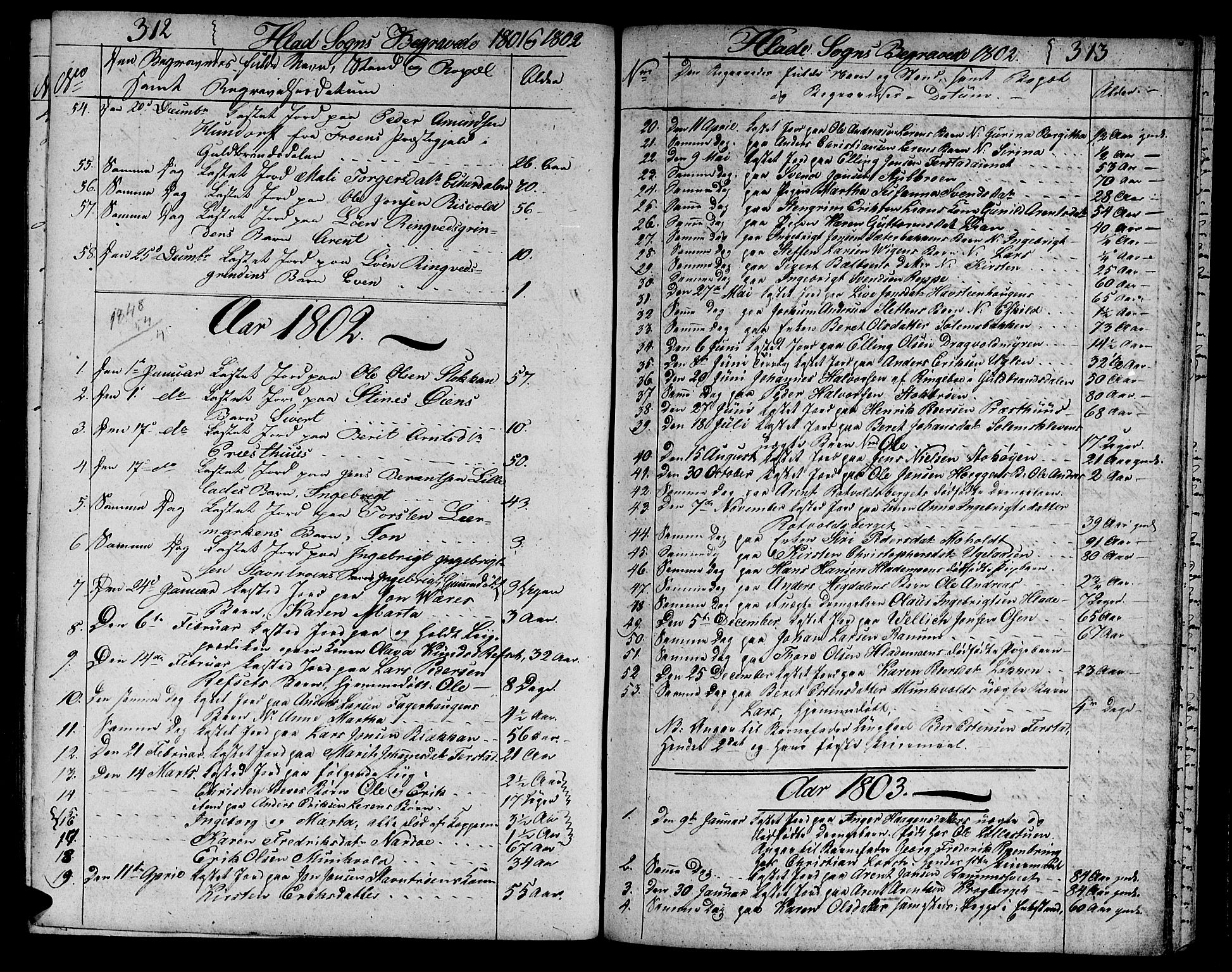 Ministerialprotokoller, klokkerbøker og fødselsregistre - Sør-Trøndelag, SAT/A-1456/606/L0306: Parish register (copy) no. 606C02, 1797-1829, p. 312-313