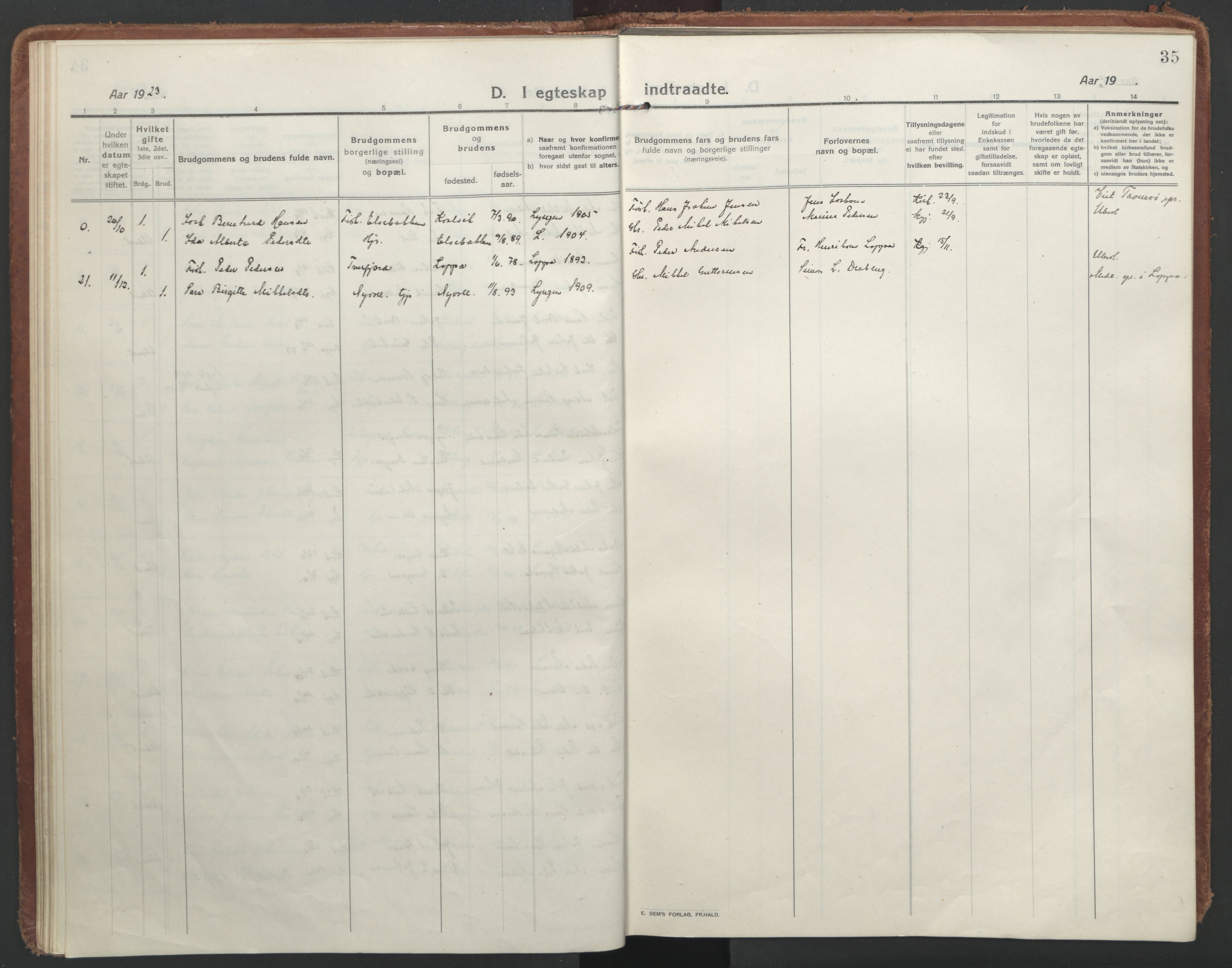 Lyngen sokneprestembete, AV/SATØ-S-1289/H/He/Hea/L0013kirke: Parish register (official) no. 13, 1914-1923, p. 35