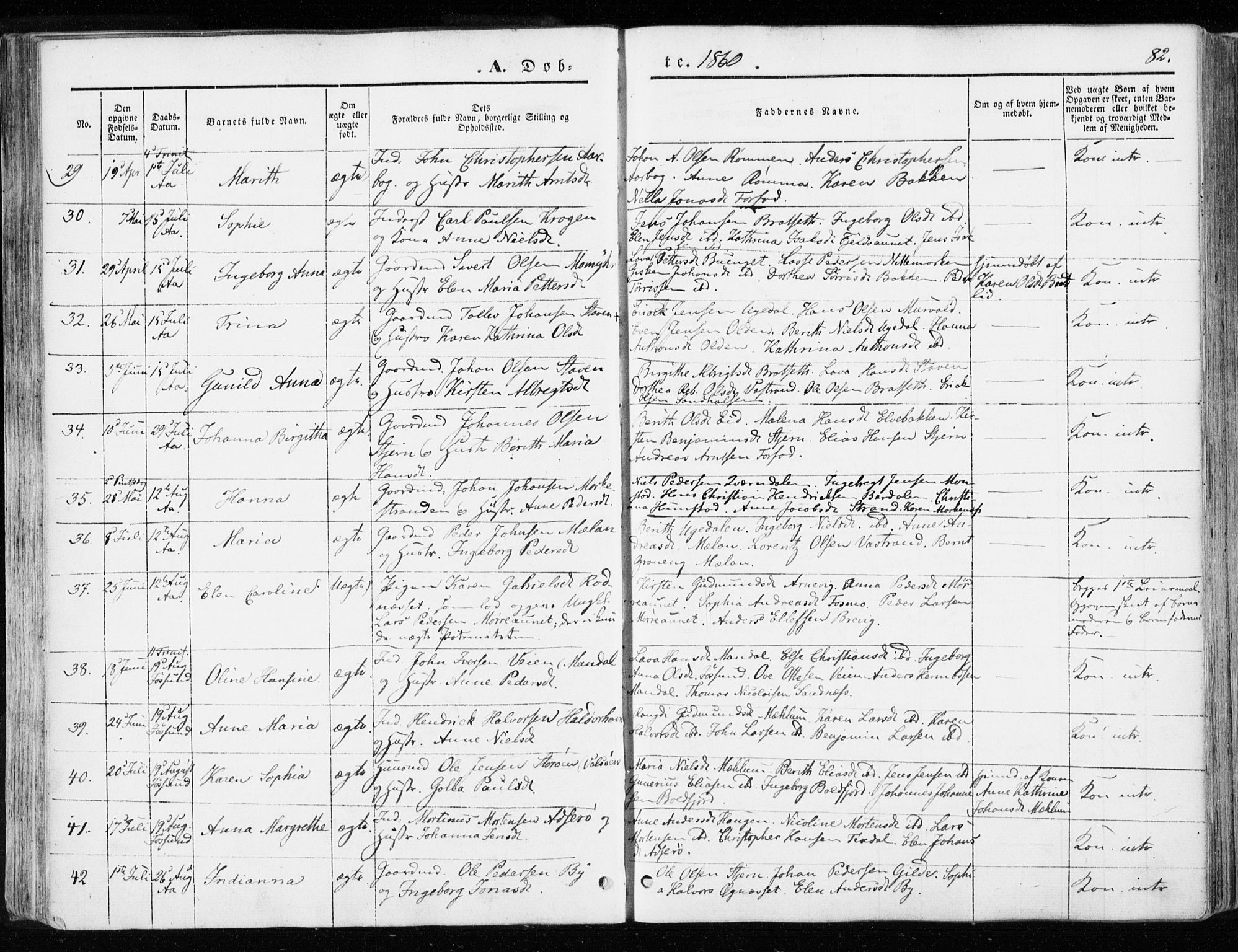 Ministerialprotokoller, klokkerbøker og fødselsregistre - Sør-Trøndelag, SAT/A-1456/655/L0677: Parish register (official) no. 655A06, 1847-1860, p. 82