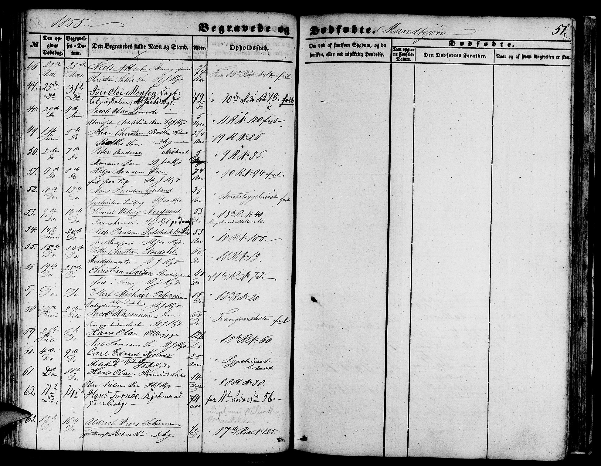 Domkirken sokneprestembete, SAB/A-74801/H/Hab/L0038: Parish register (copy) no. E 2, 1847-1859, p. 51
