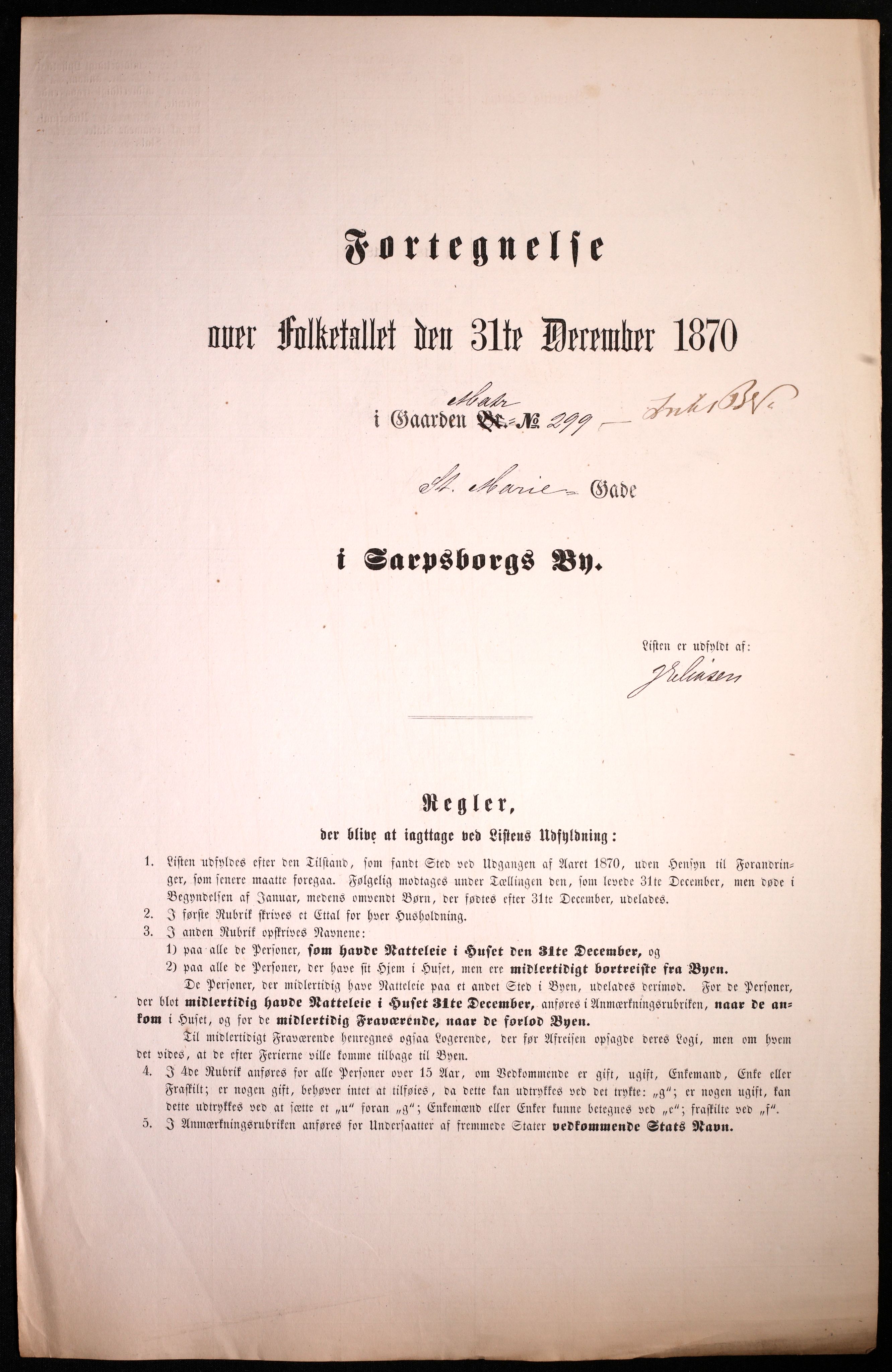 RA, 1870 census for 0102 Sarpsborg, 1870, p. 243