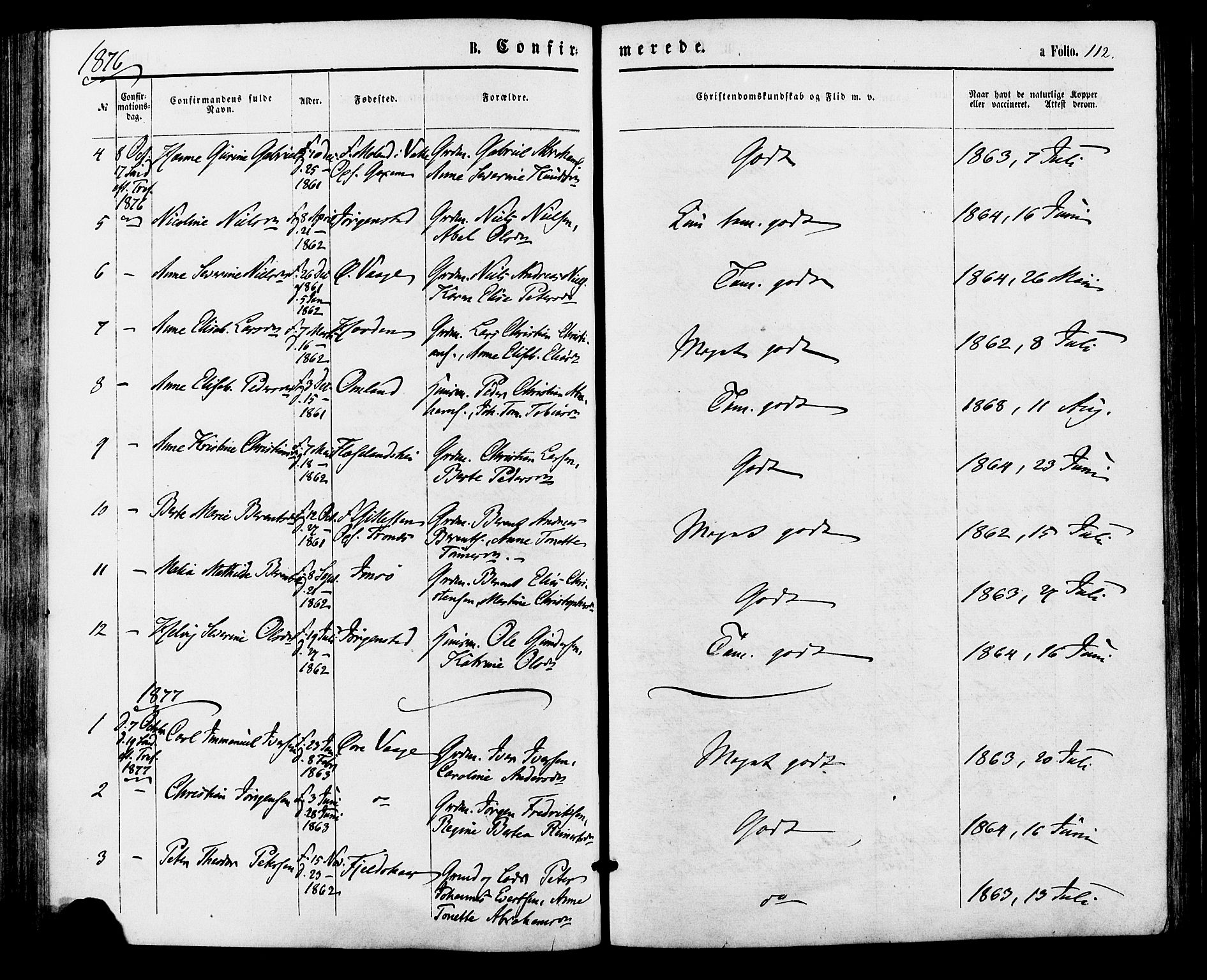 Sør-Audnedal sokneprestkontor, AV/SAK-1111-0039/F/Fa/Faa/L0003: Parish register (official) no. A 3, 1868-1883, p. 112