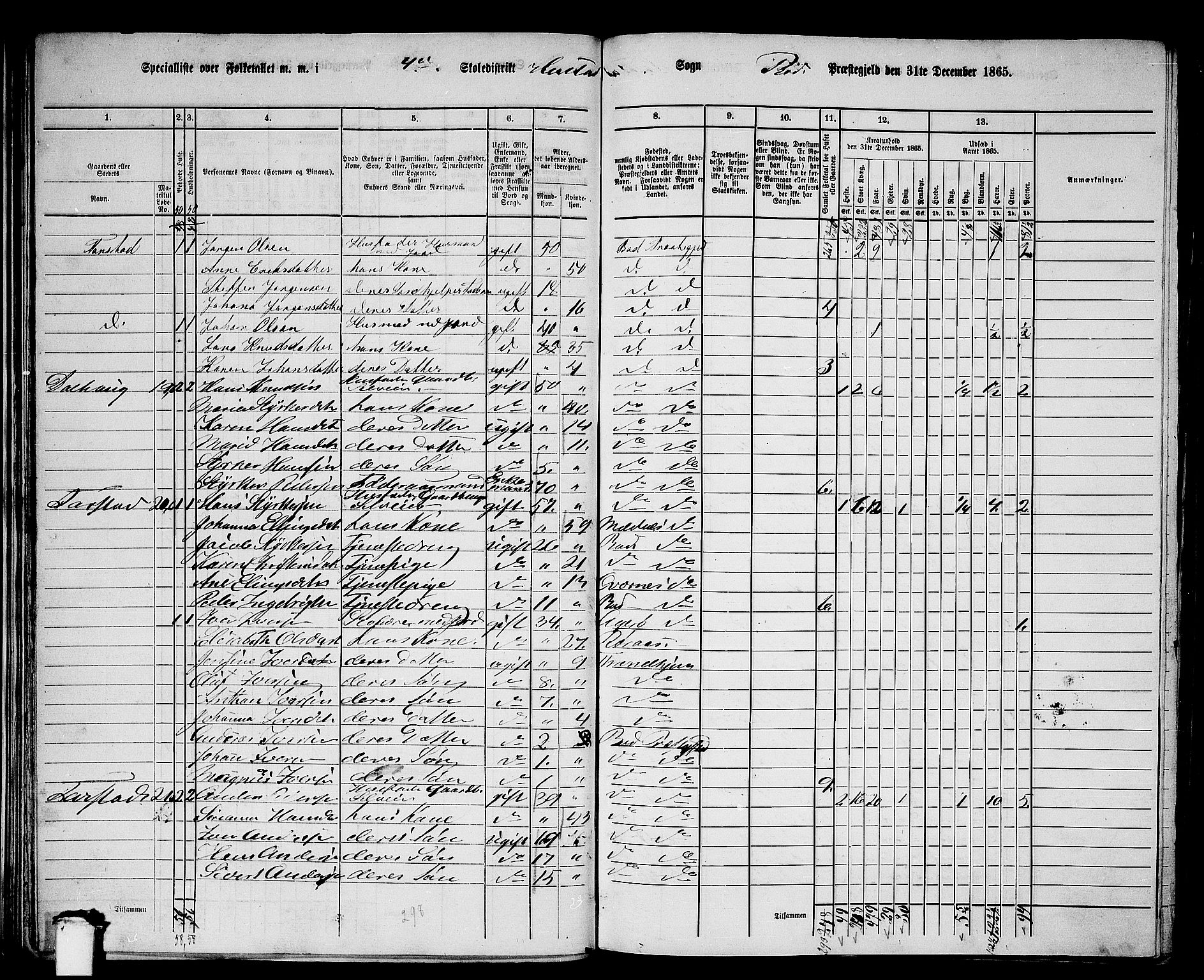 RA, 1865 census for Bud, 1865, p. 21