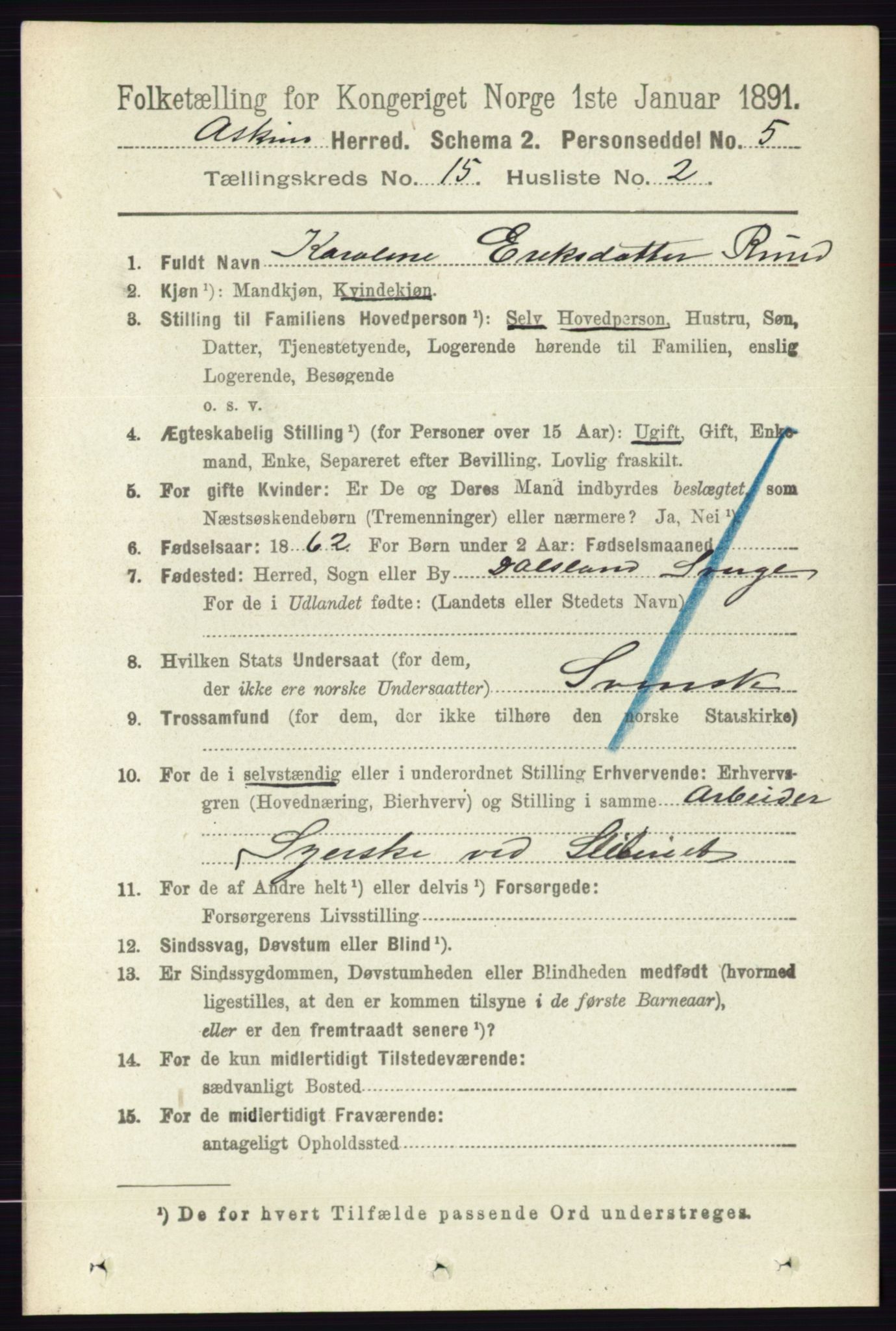 RA, 1891 census for 0124 Askim, 1891, p. 2442