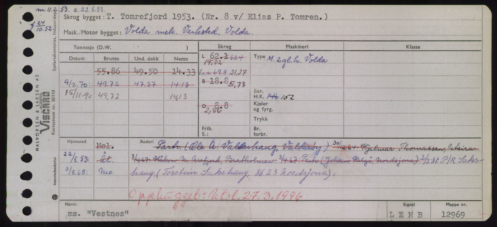 Sjøfartsdirektoratet med forløpere, Skipsmålingen, RA/S-1627/H/Hd/L0040: Fartøy, U-Ve, p. 765