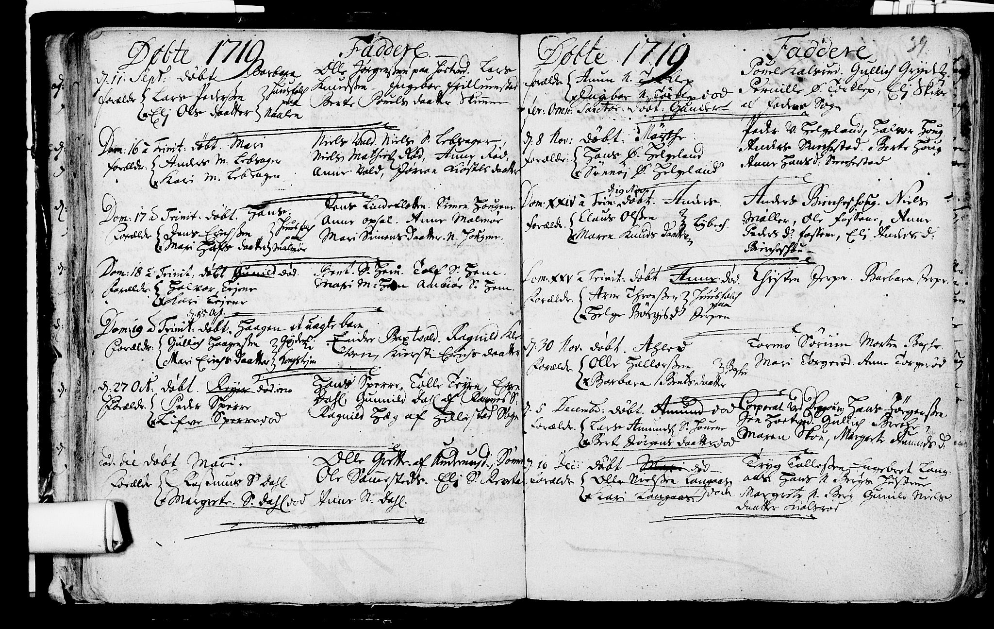 Våle kirkebøker, SAKO/A-334/F/Fa/L0002: Parish register (official) no. I 2, 1705-1732, p. 39