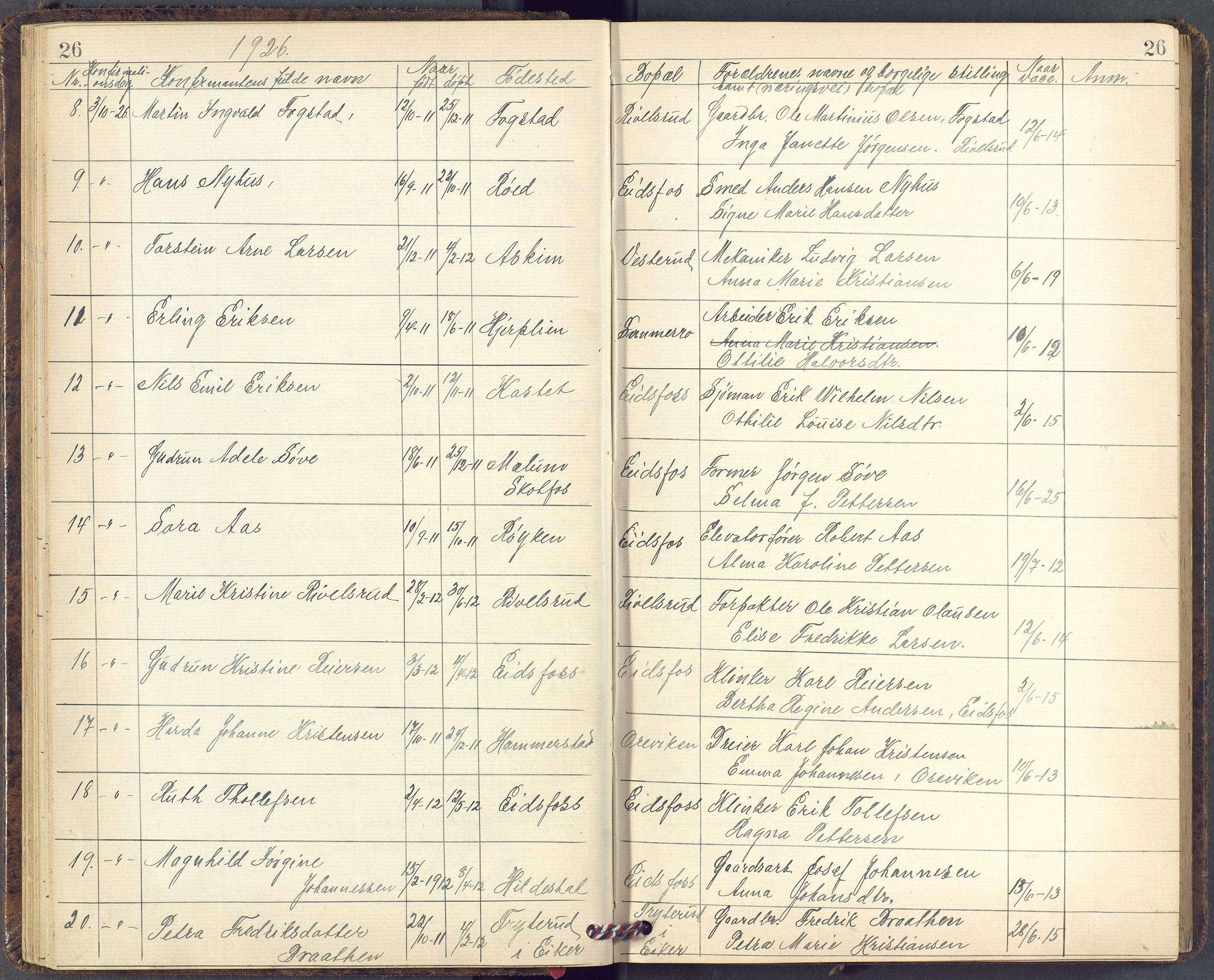 Hof kirkebøker, AV/SAKO-A-64/F/Fc/L0002: Parish register (official) no. IIi 2, 1904-1983, p. 26