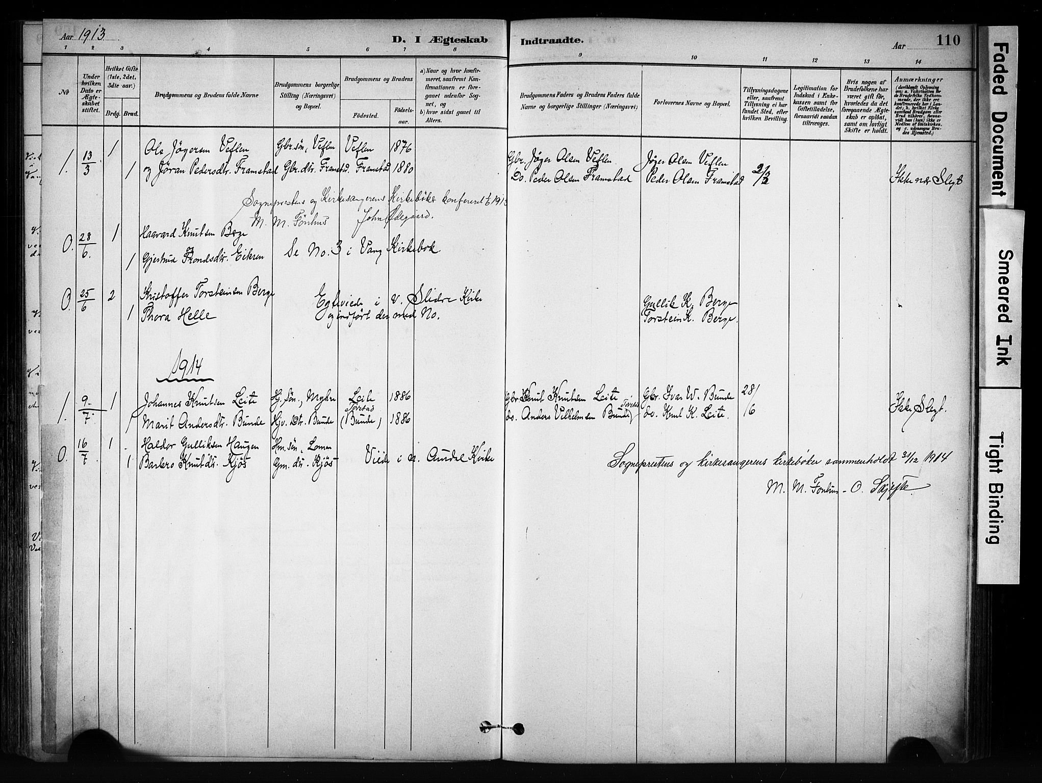 Vang prestekontor, Valdres, SAH/PREST-140/H/Ha/L0009: Parish register (official) no. 9, 1882-1914, p. 110