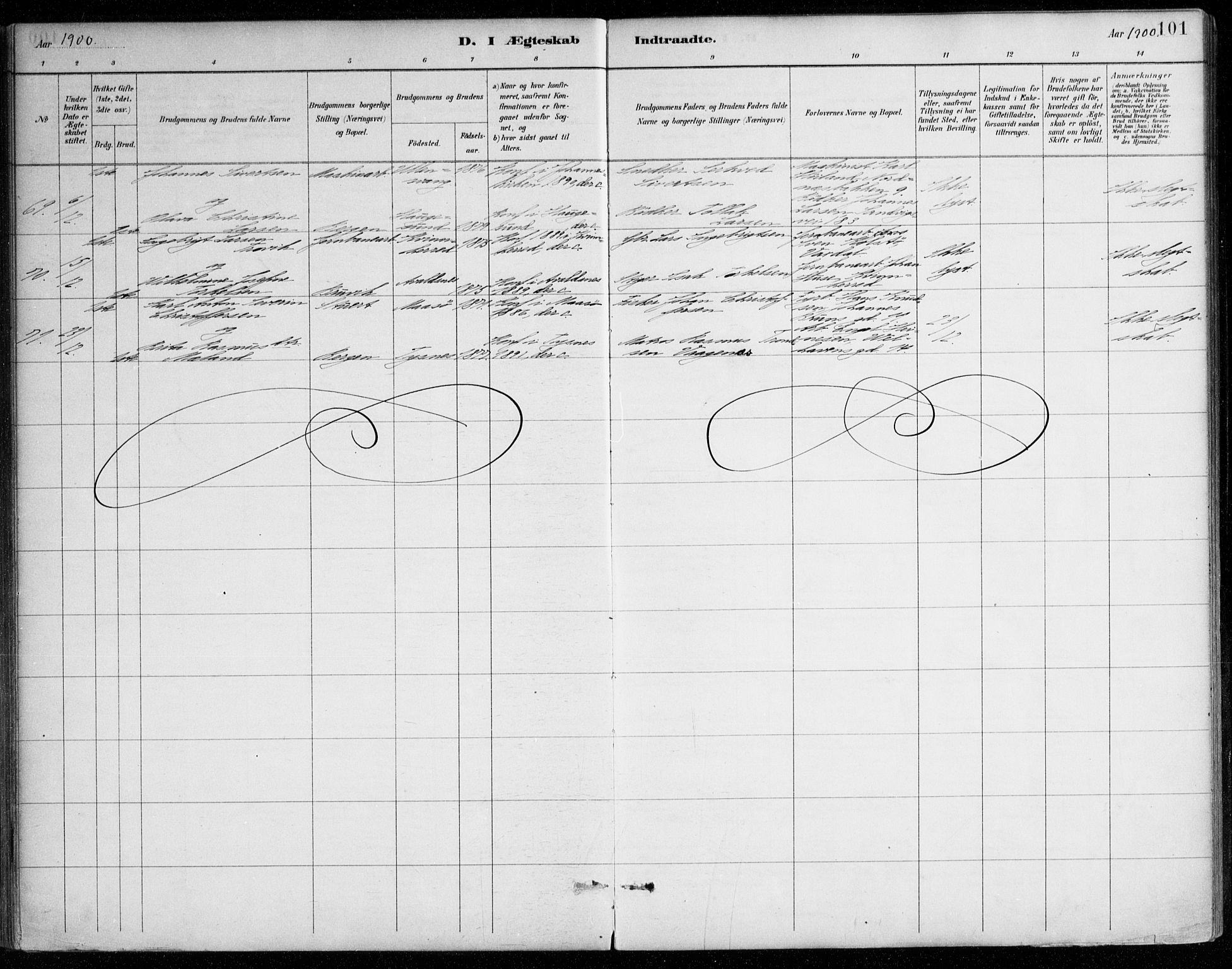 Johanneskirken sokneprestembete, SAB/A-76001/H/Haa/L0012: Parish register (official) no. D 1, 1885-1912, p. 101