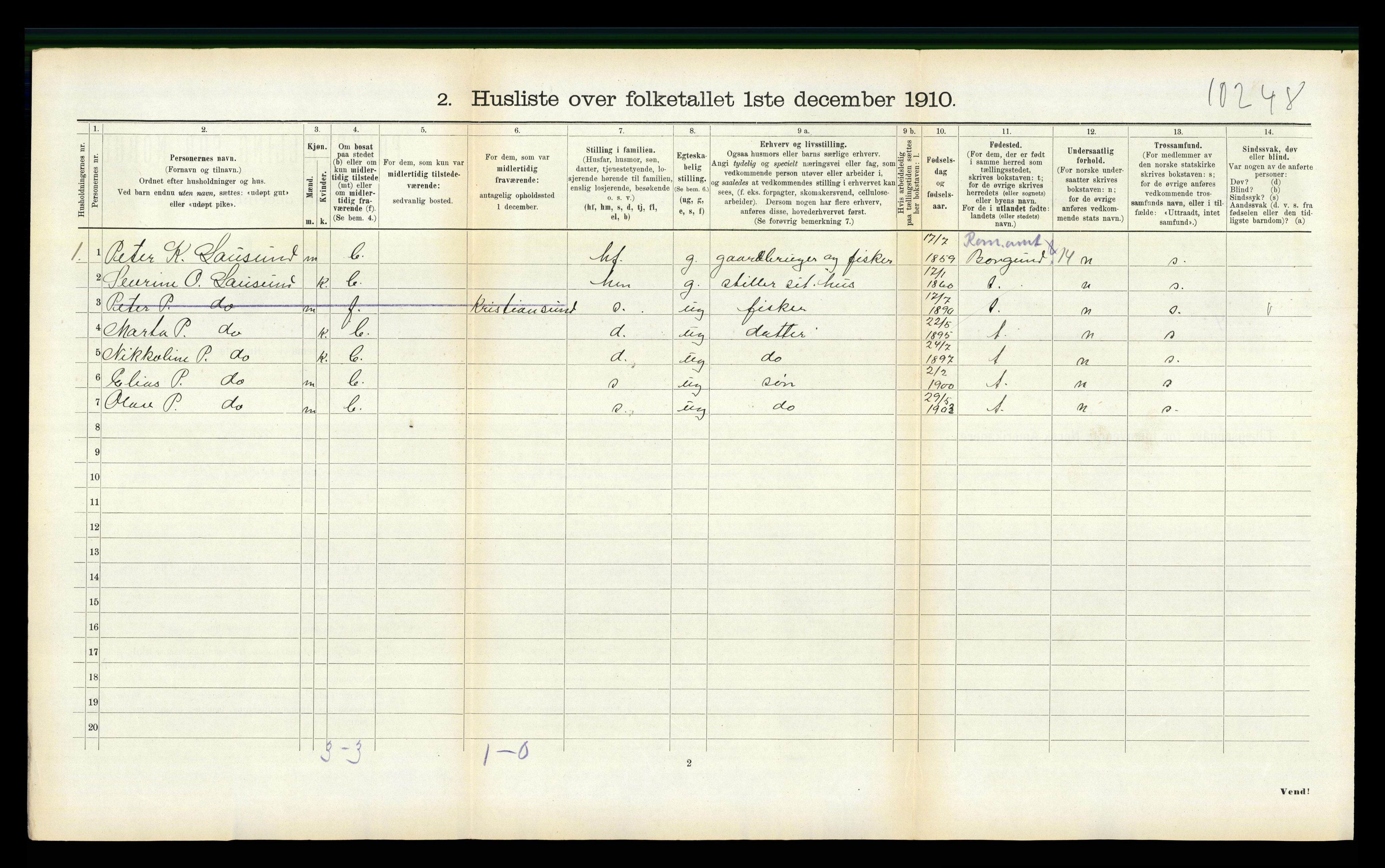 RA, 1910 census for Haram, 1910, p. 606