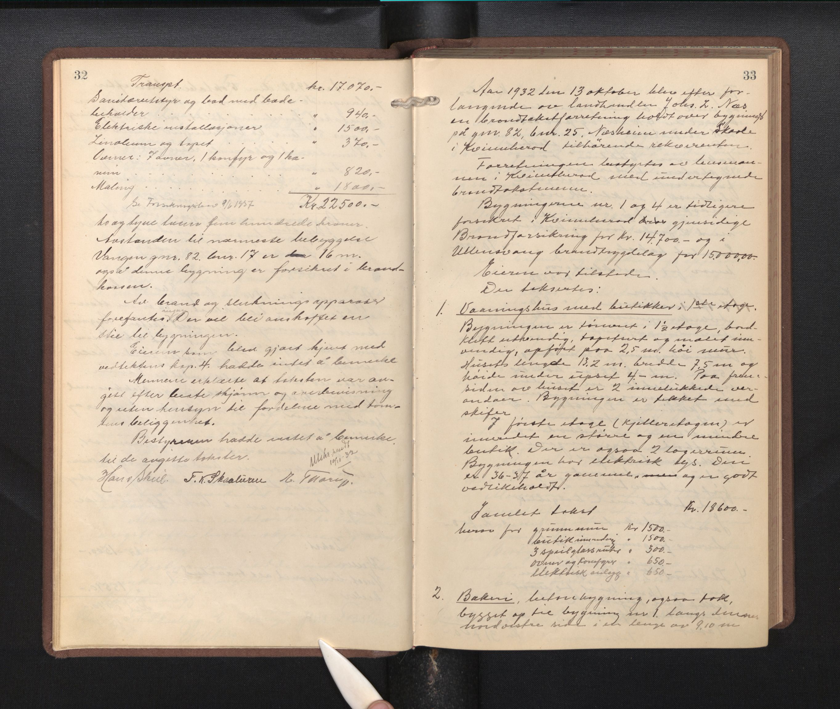 Lensmannen i Kvinnherad, AV/SAB-A-33301/1/0012/L0002: Branntakstprotokoll, 1927-1955, p. 32-33