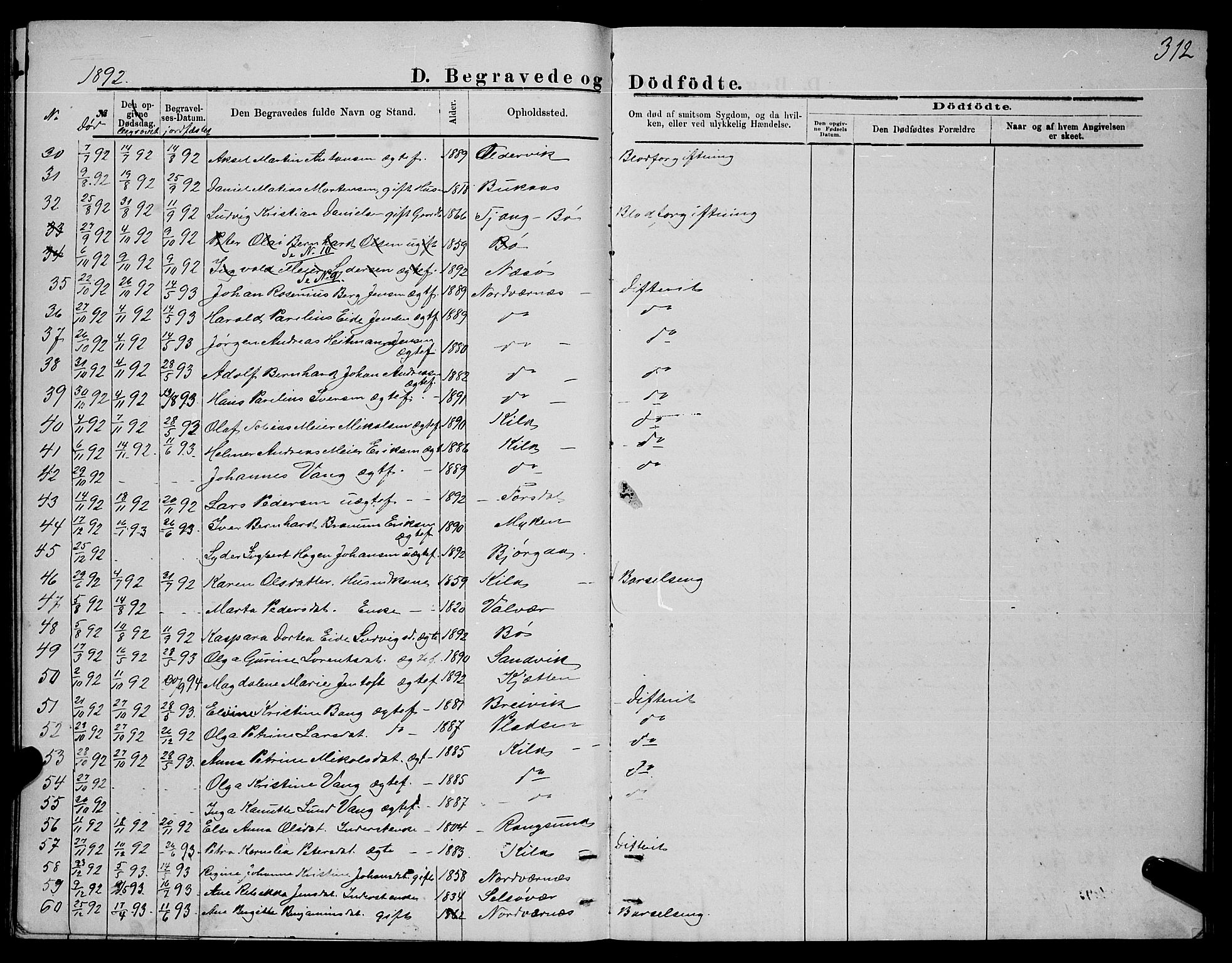 Ministerialprotokoller, klokkerbøker og fødselsregistre - Nordland, SAT/A-1459/841/L0620: Parish register (copy) no. 841C04, 1877-1896, p. 312