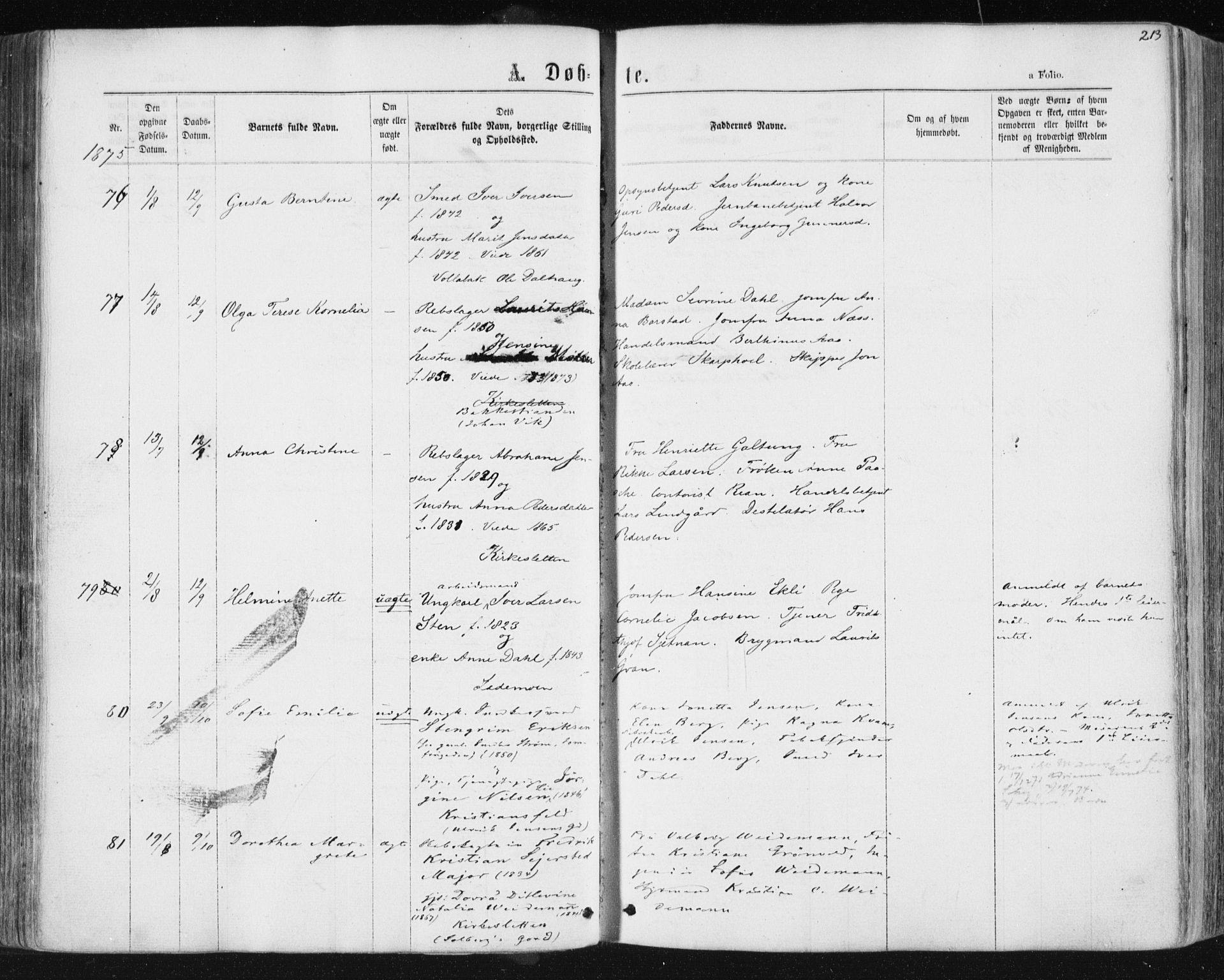 Ministerialprotokoller, klokkerbøker og fødselsregistre - Sør-Trøndelag, AV/SAT-A-1456/604/L0186: Parish register (official) no. 604A07, 1866-1877, p. 213