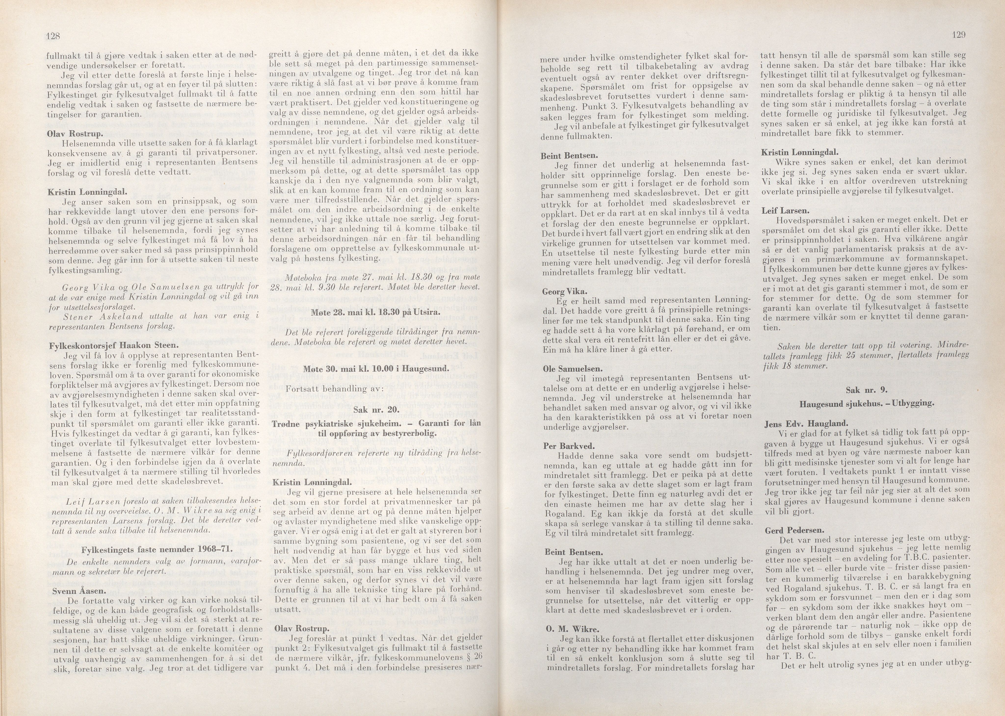 Rogaland fylkeskommune - Fylkesrådmannen , IKAR/A-900/A/Aa/Aaa/L0088: Møtebok , 1968, p. 128-129