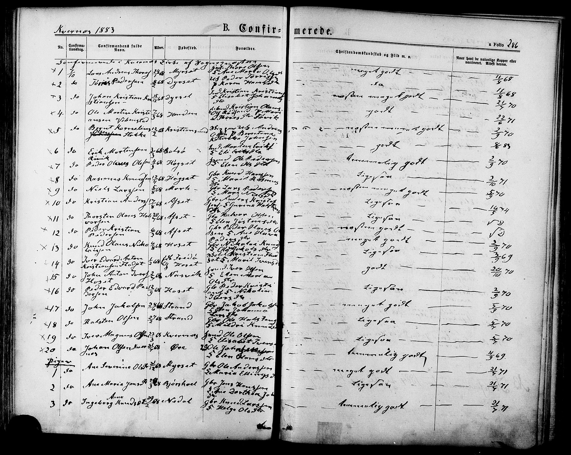 Ministerialprotokoller, klokkerbøker og fødselsregistre - Møre og Romsdal, SAT/A-1454/568/L0805: Parish register (official) no. 568A12 /1, 1869-1884, p. 286