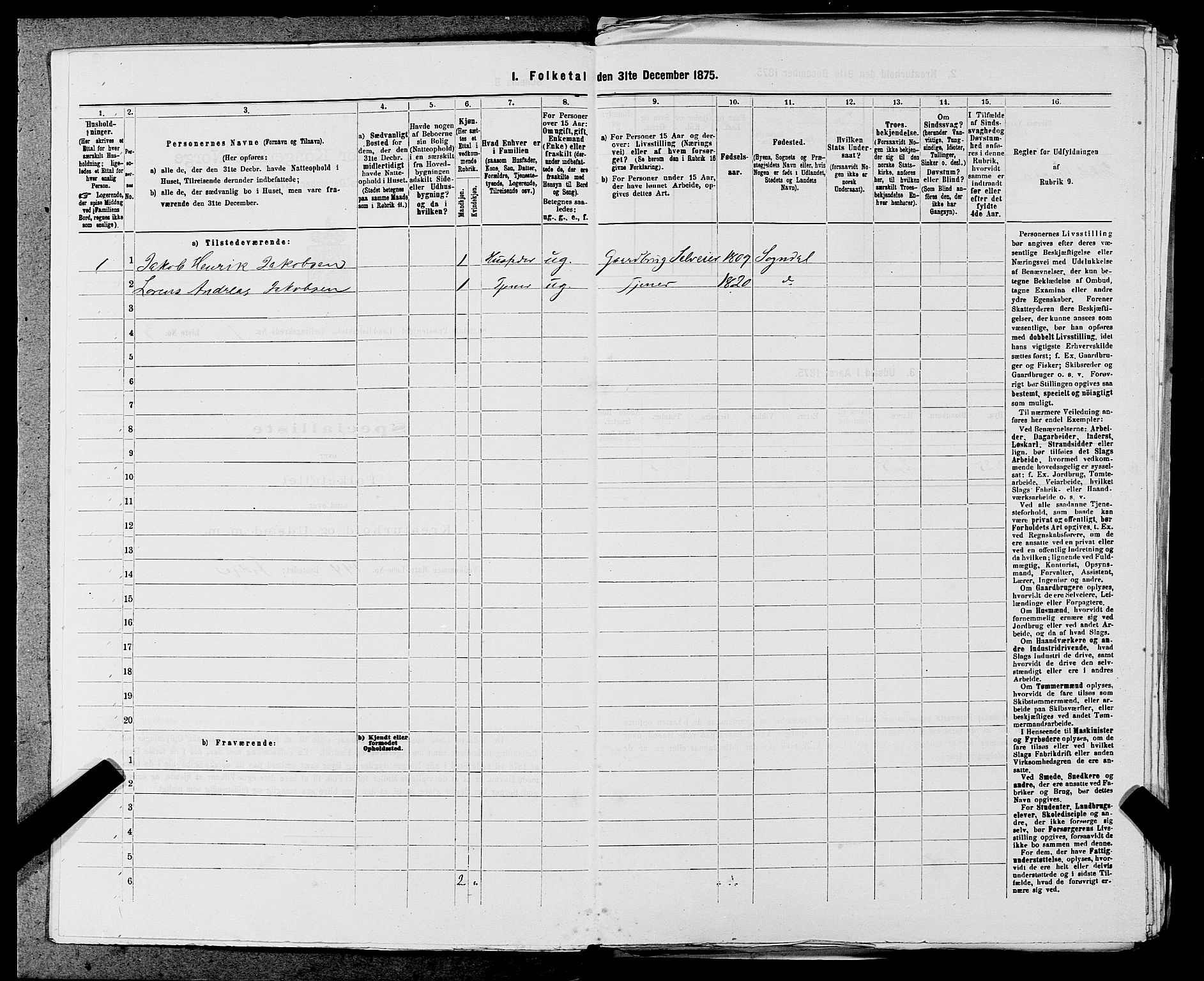 SAST, 1875 census for 1111L Sokndal/Sokndal, 1875, p. 569