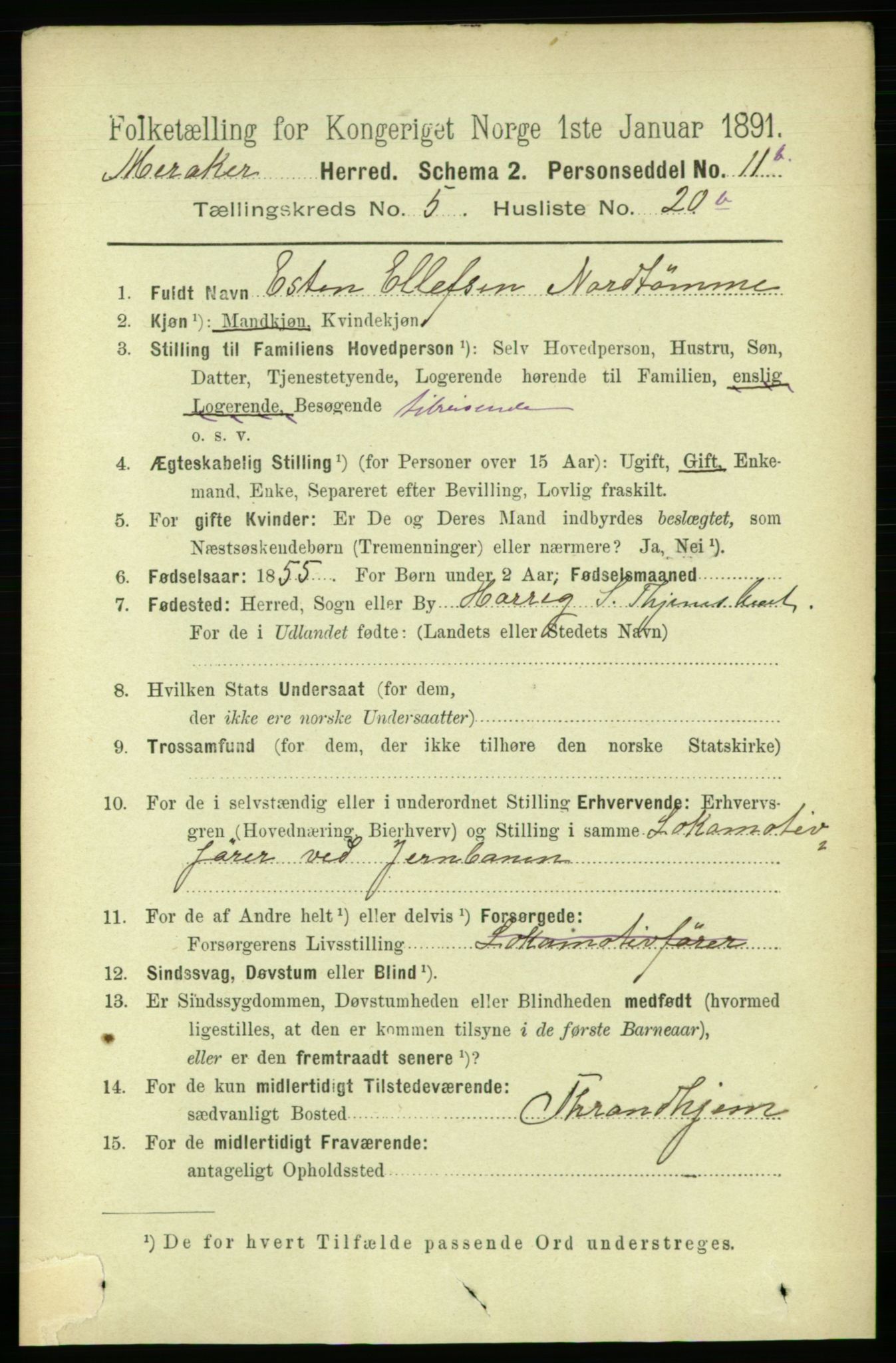 RA, 1891 census for 1711 Meråker, 1891, p. 2010