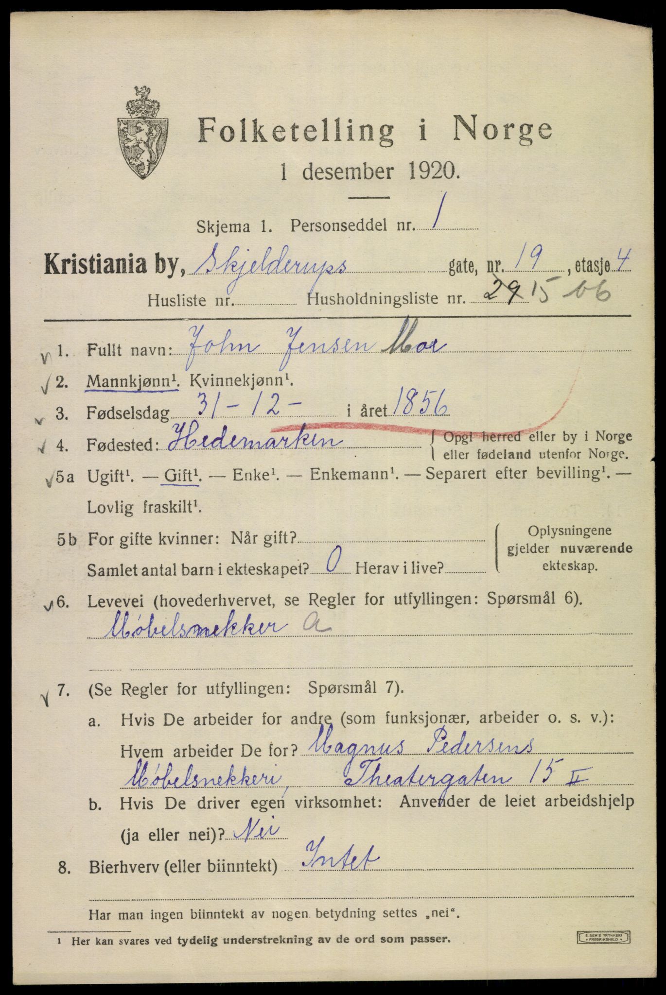 SAO, 1920 census for Kristiania, 1920, p. 514483