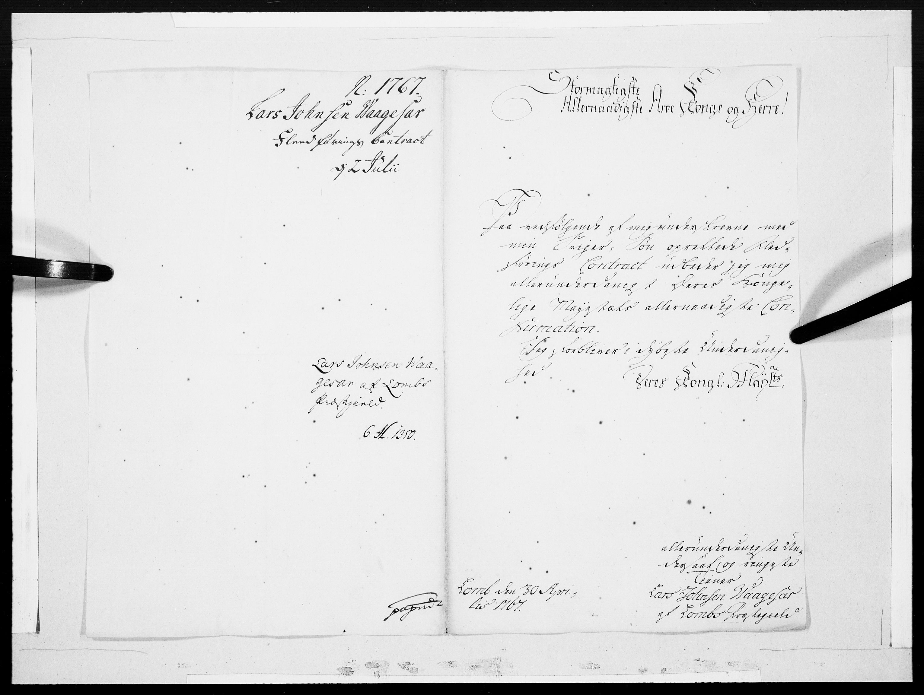 Danske Kanselli 1572-1799, AV/RA-EA-3023/F/Fc/Fcc/Fcca/L0196: Norske innlegg 1572-1799, 1767, p. 2