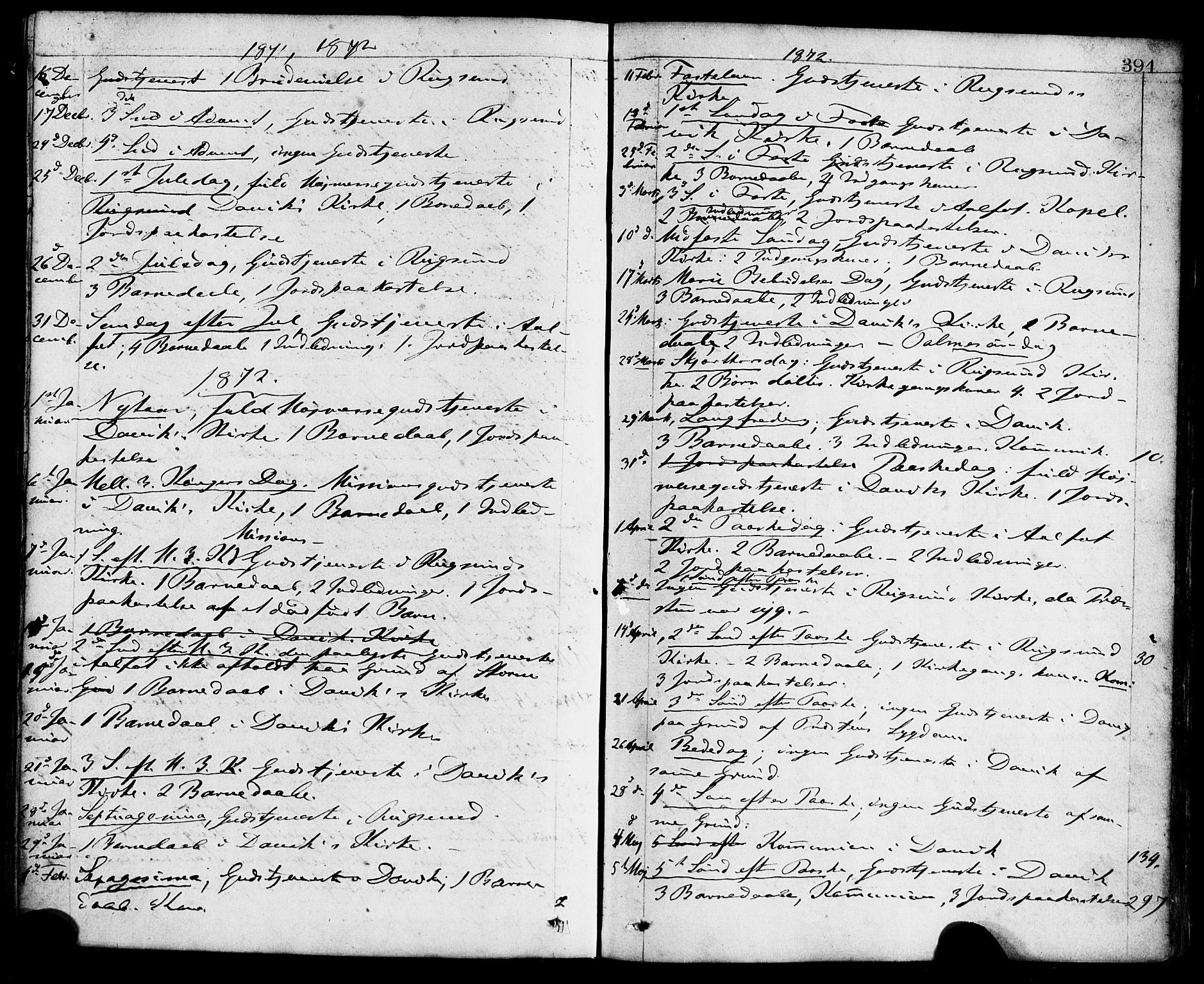 Davik sokneprestembete, AV/SAB-A-79701/H/Haa/Haaa/L0006: Parish register (official) no. A 6, 1867-1881, p. 394