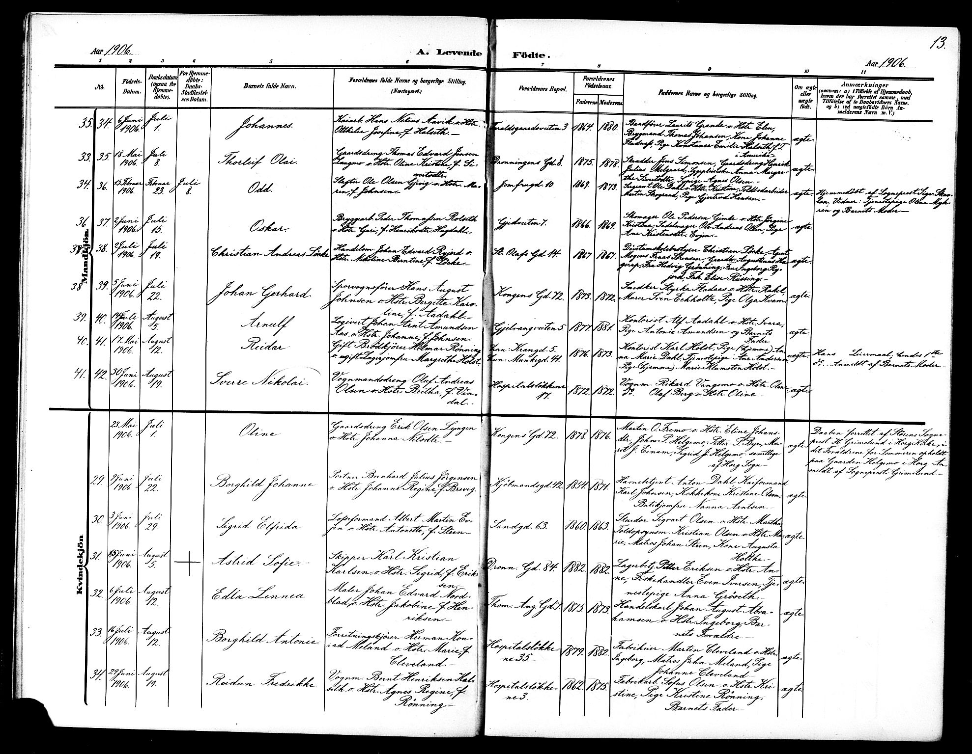 Ministerialprotokoller, klokkerbøker og fødselsregistre - Sør-Trøndelag, SAT/A-1456/602/L0146: Parish register (copy) no. 602C14, 1904-1914, p. 13