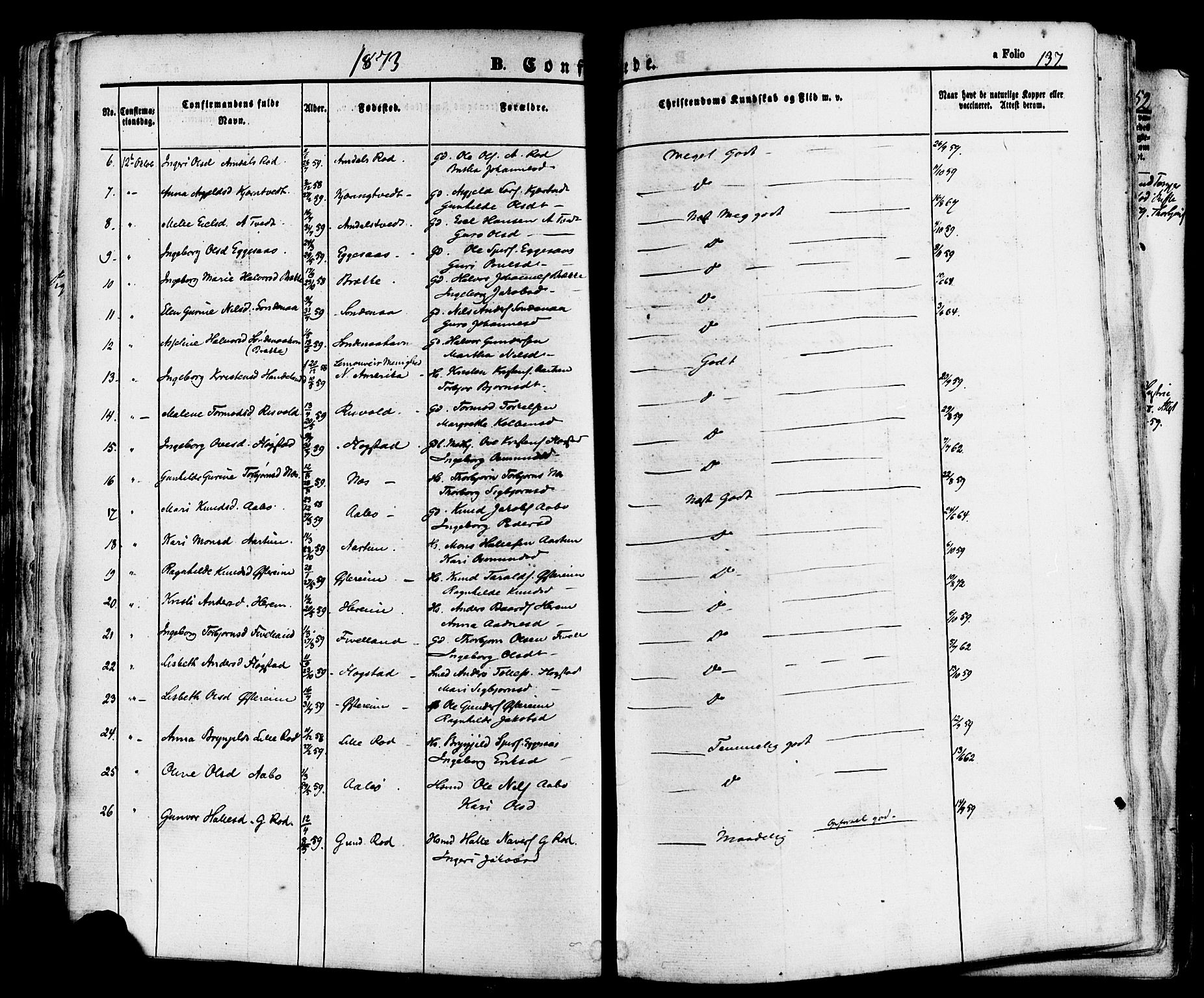 Sand sokneprestkontor, AV/SAST-A-101848/01/III/L0004: Parish register (official) no. A 4, 1859-1880, p. 137