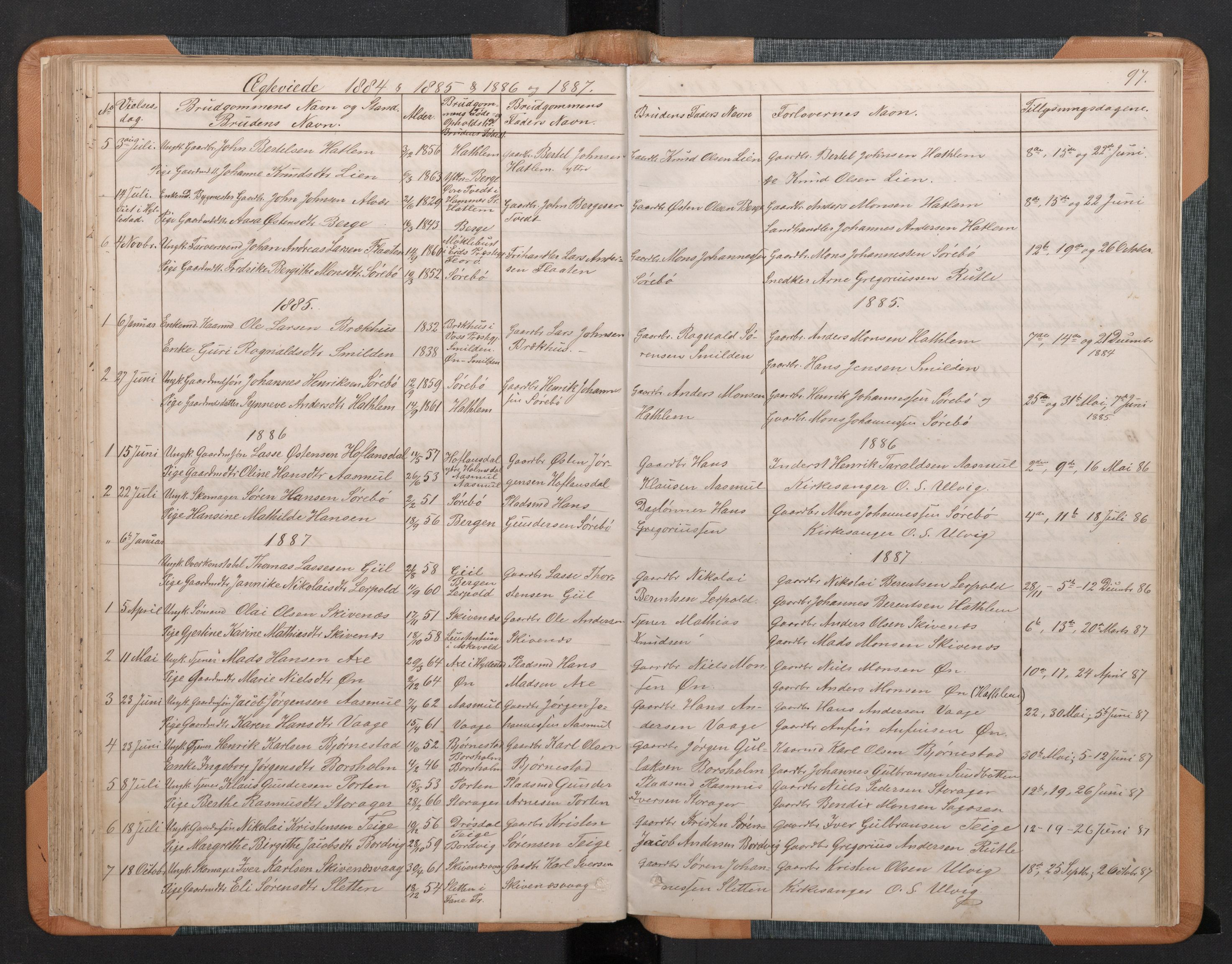 Hyllestad sokneprestembete, SAB/A-80401: Parish register (copy) no. C 2, 1874-1894, p. 96b-97a