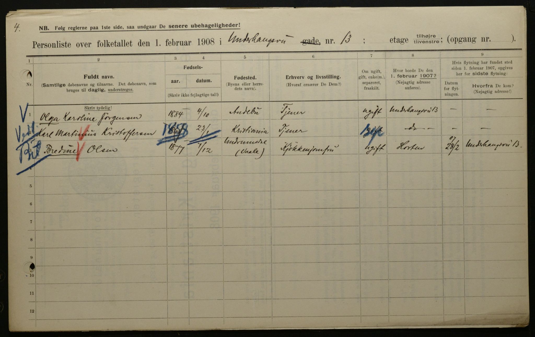 OBA, Municipal Census 1908 for Kristiania, 1908, p. 107621