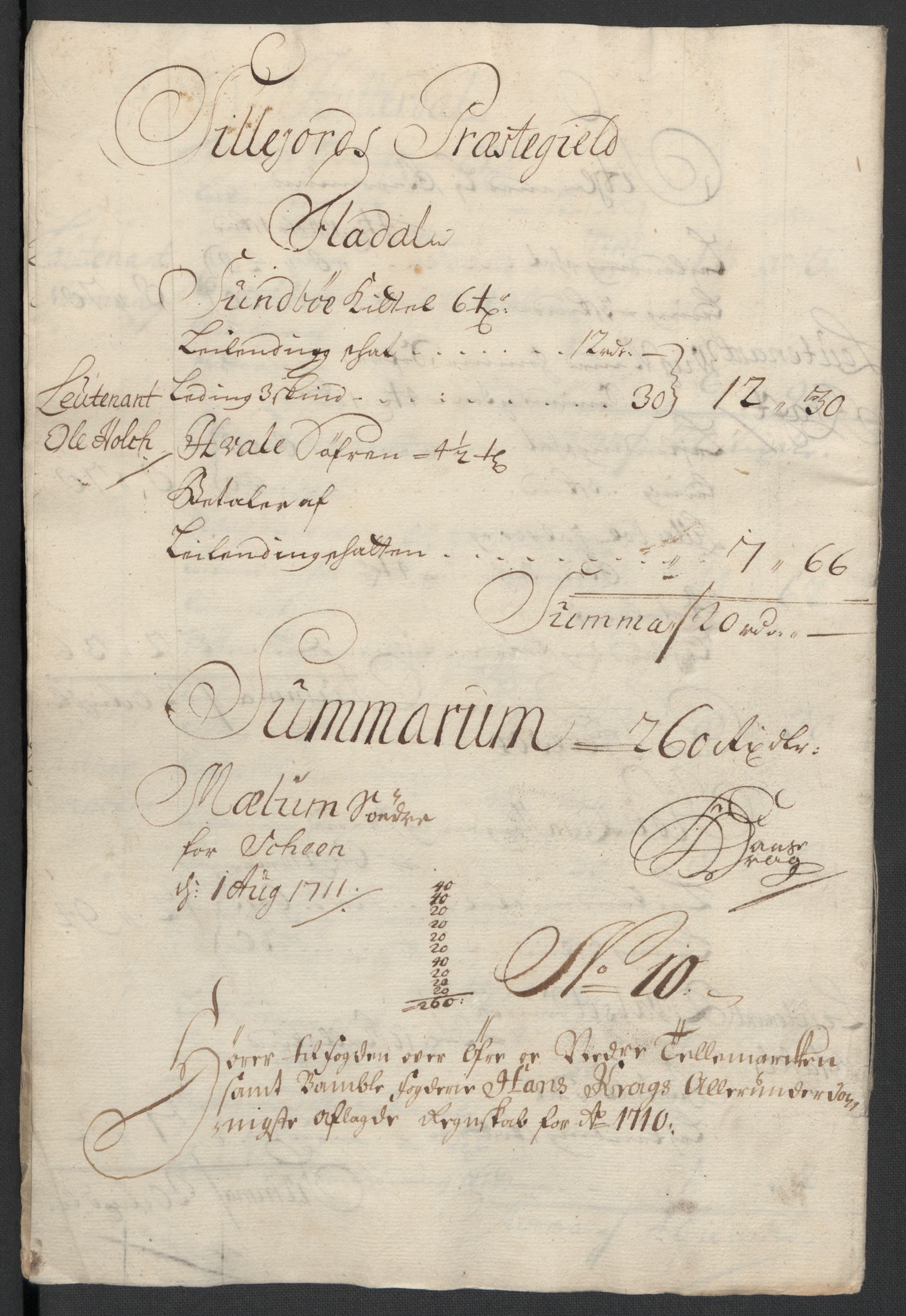 Rentekammeret inntil 1814, Reviderte regnskaper, Fogderegnskap, RA/EA-4092/R36/L2119: Fogderegnskap Øvre og Nedre Telemark og Bamble, 1710, p. 67