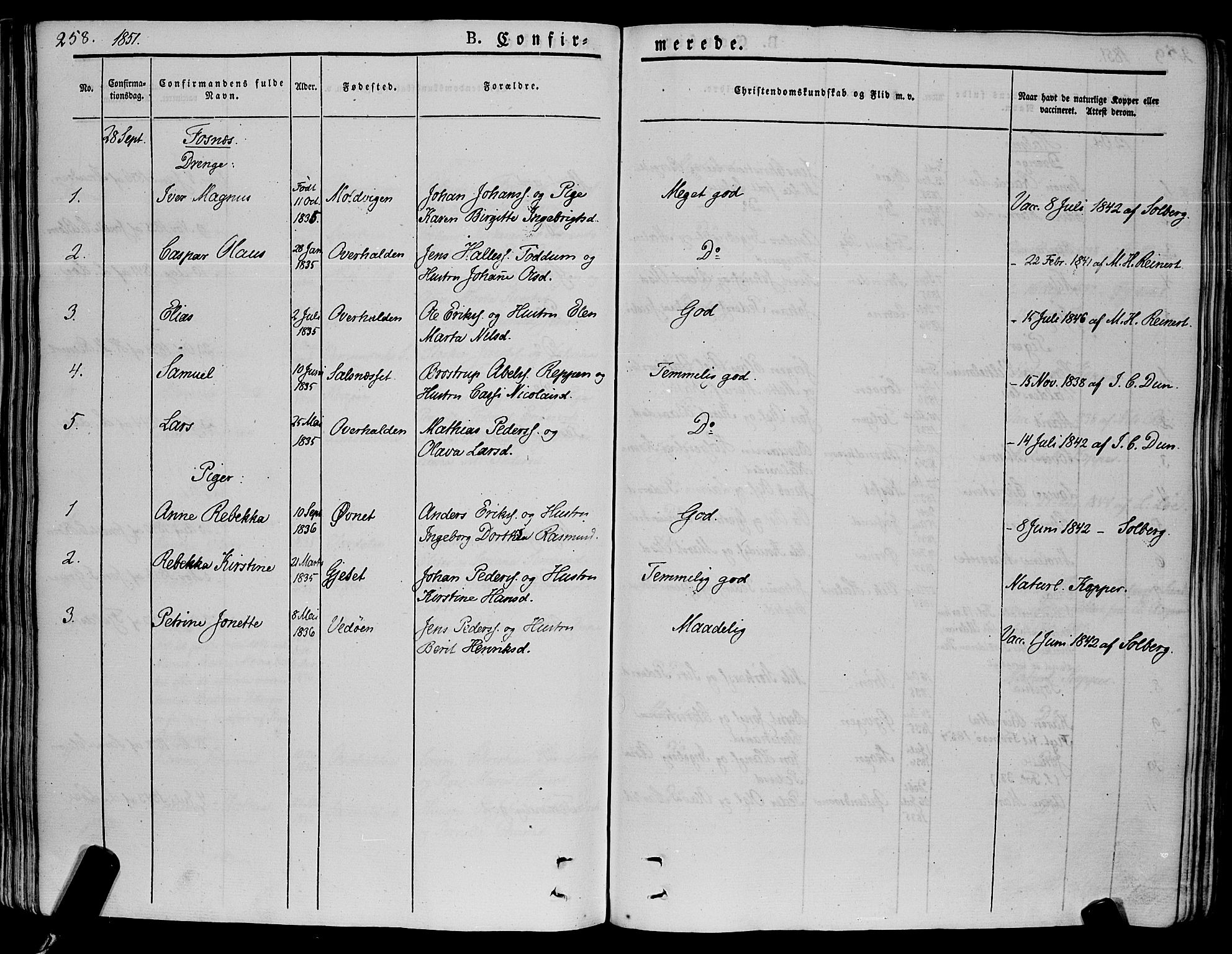 Ministerialprotokoller, klokkerbøker og fødselsregistre - Nord-Trøndelag, SAT/A-1458/773/L0614: Parish register (official) no. 773A05, 1831-1856, p. 258