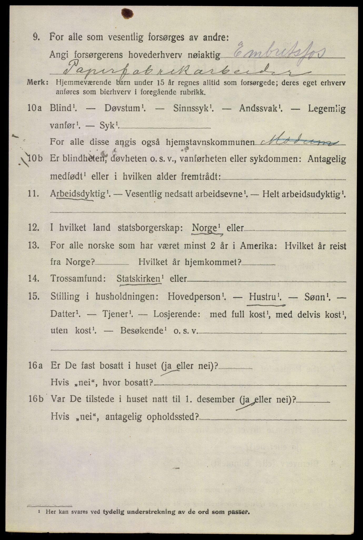 SAKO, 1920 census for Modum, 1920, p. 10022