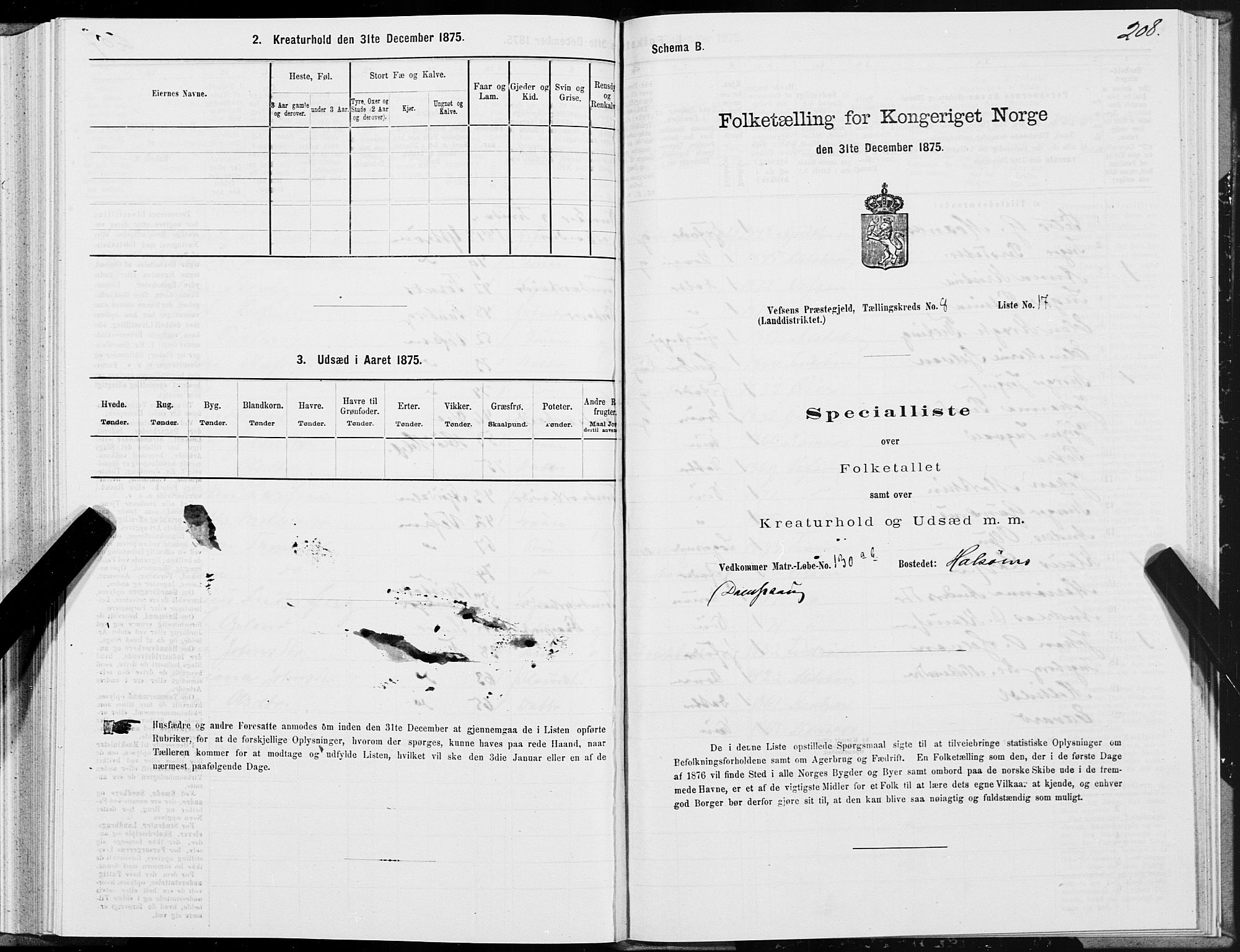 SAT, 1875 census for 1824L Vefsn/Vefsn, 1875, p. 2208