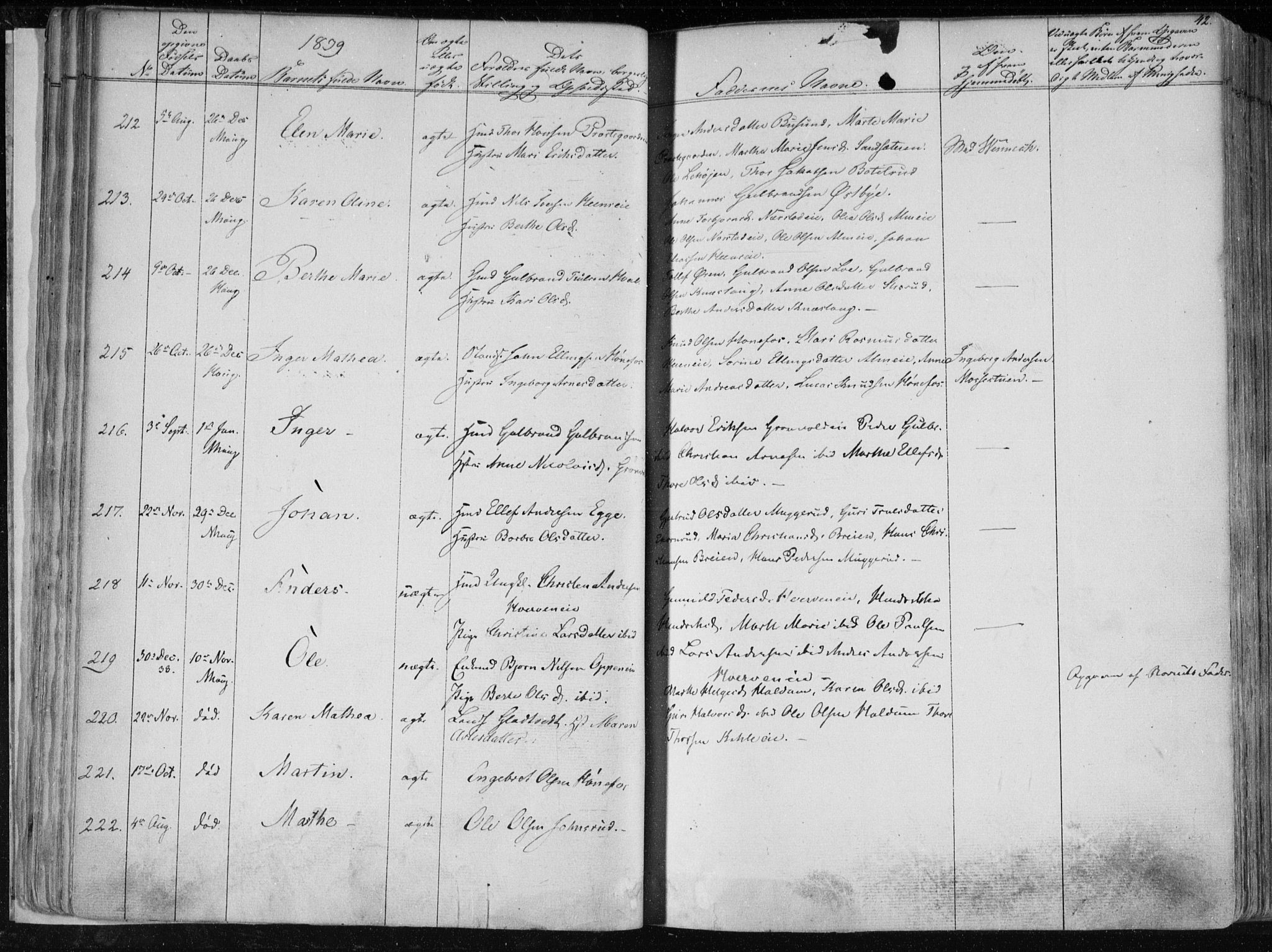 Norderhov kirkebøker, AV/SAKO-A-237/F/Fa/L0010: Parish register (official) no. 10, 1837-1847, p. 42