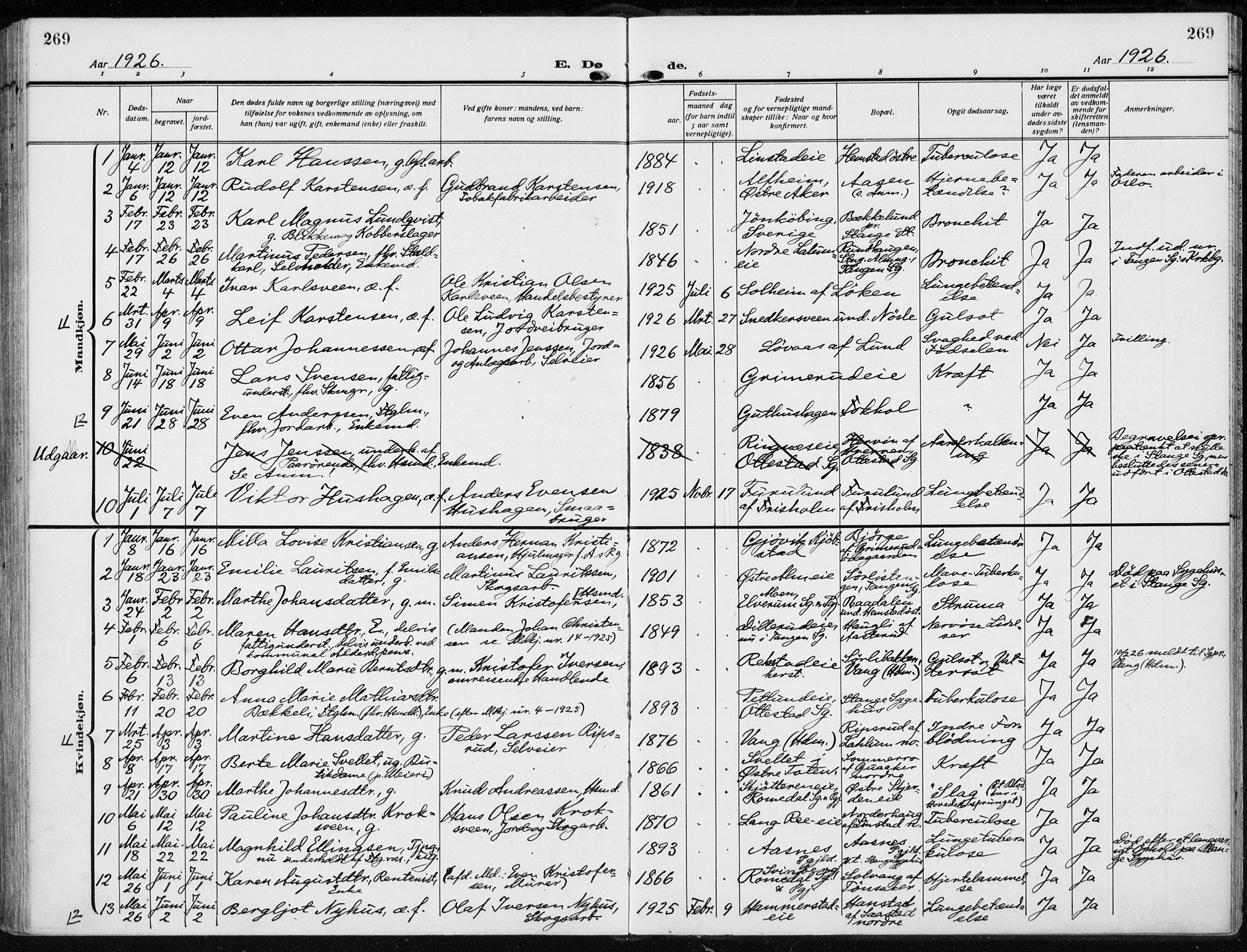 Stange prestekontor, AV/SAH-PREST-002/K/L0026: Parish register (official) no. 26, 1923-1937, p. 269