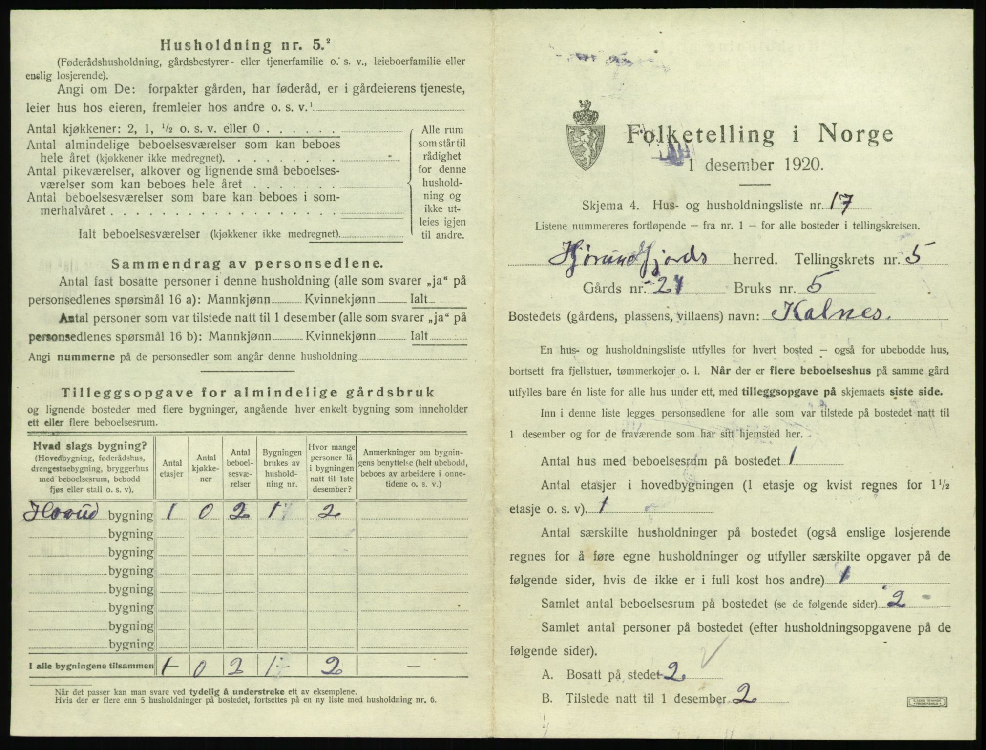 SAT, 1920 census for Hjørundfjord, 1920, p. 257