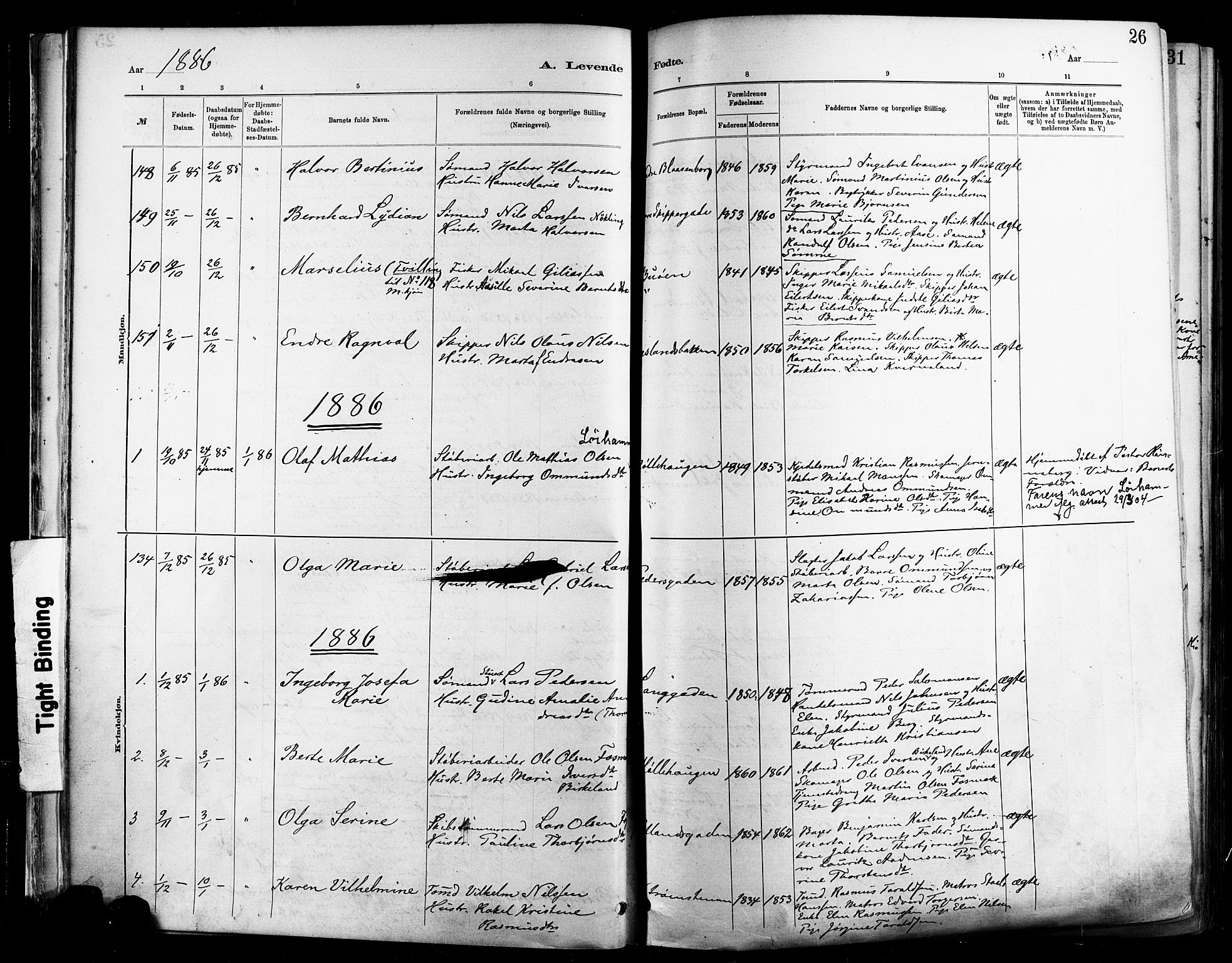 St. Johannes sokneprestkontor, SAST/A-101814/001/30/30BA/L0001: Parish register (official) no. A 1, 1885-1891, p. 26